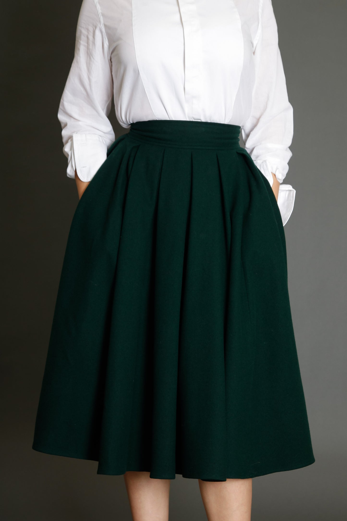 80s Montana Green Wool Circle Skirt