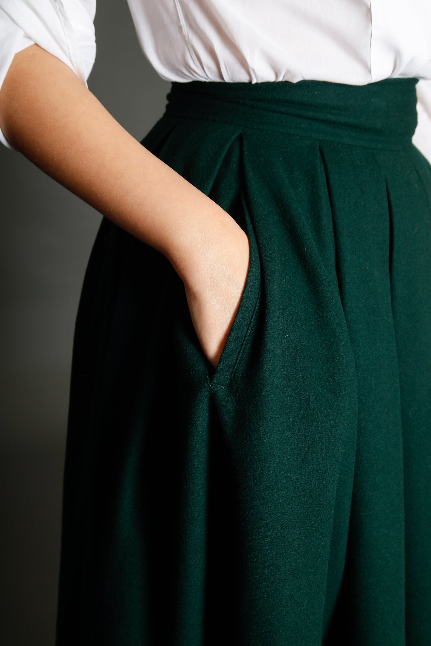 80s Montana Green Wool Circle Skirt