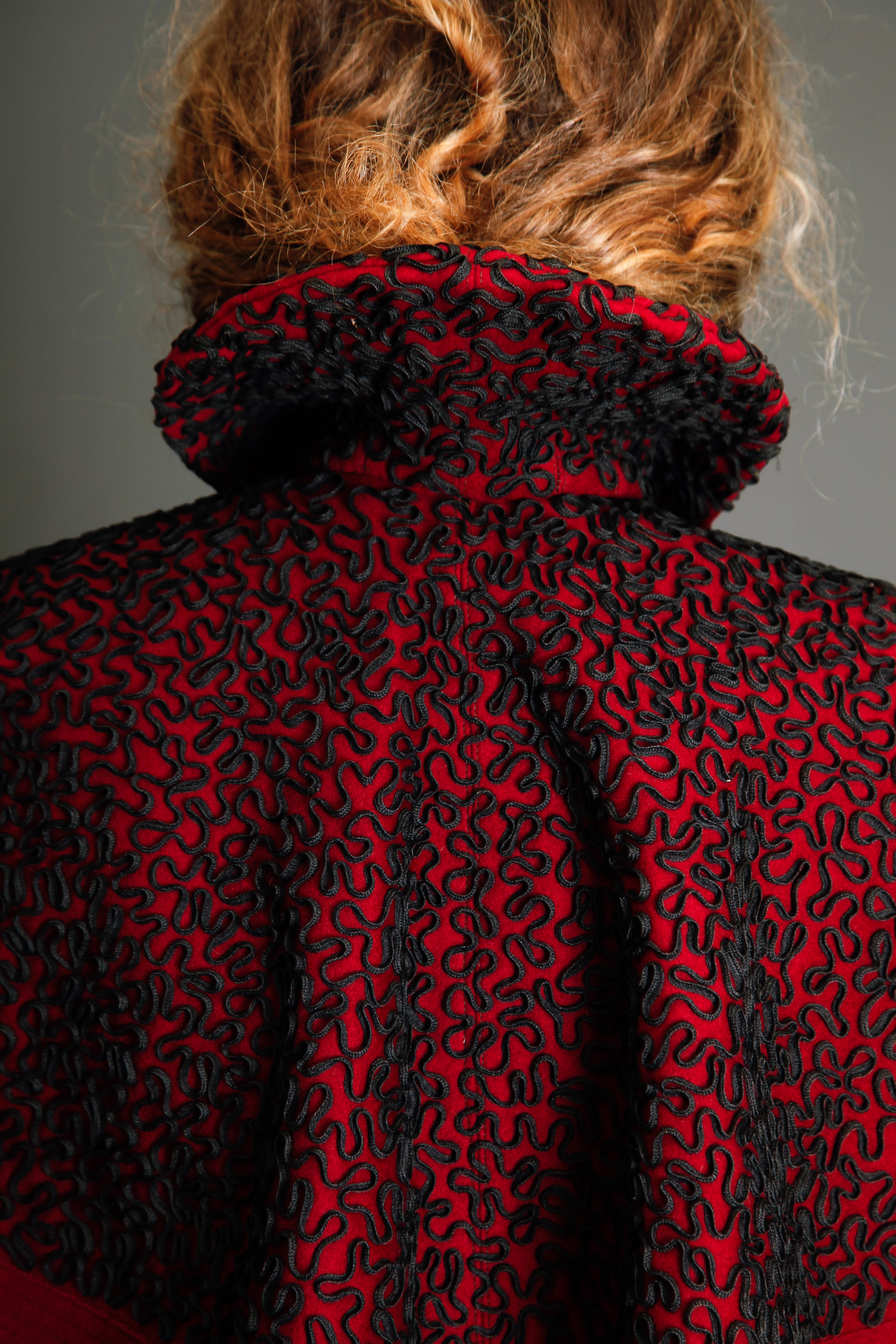 1890 Wool Pelerine with Black Silk Soutache Embroidery