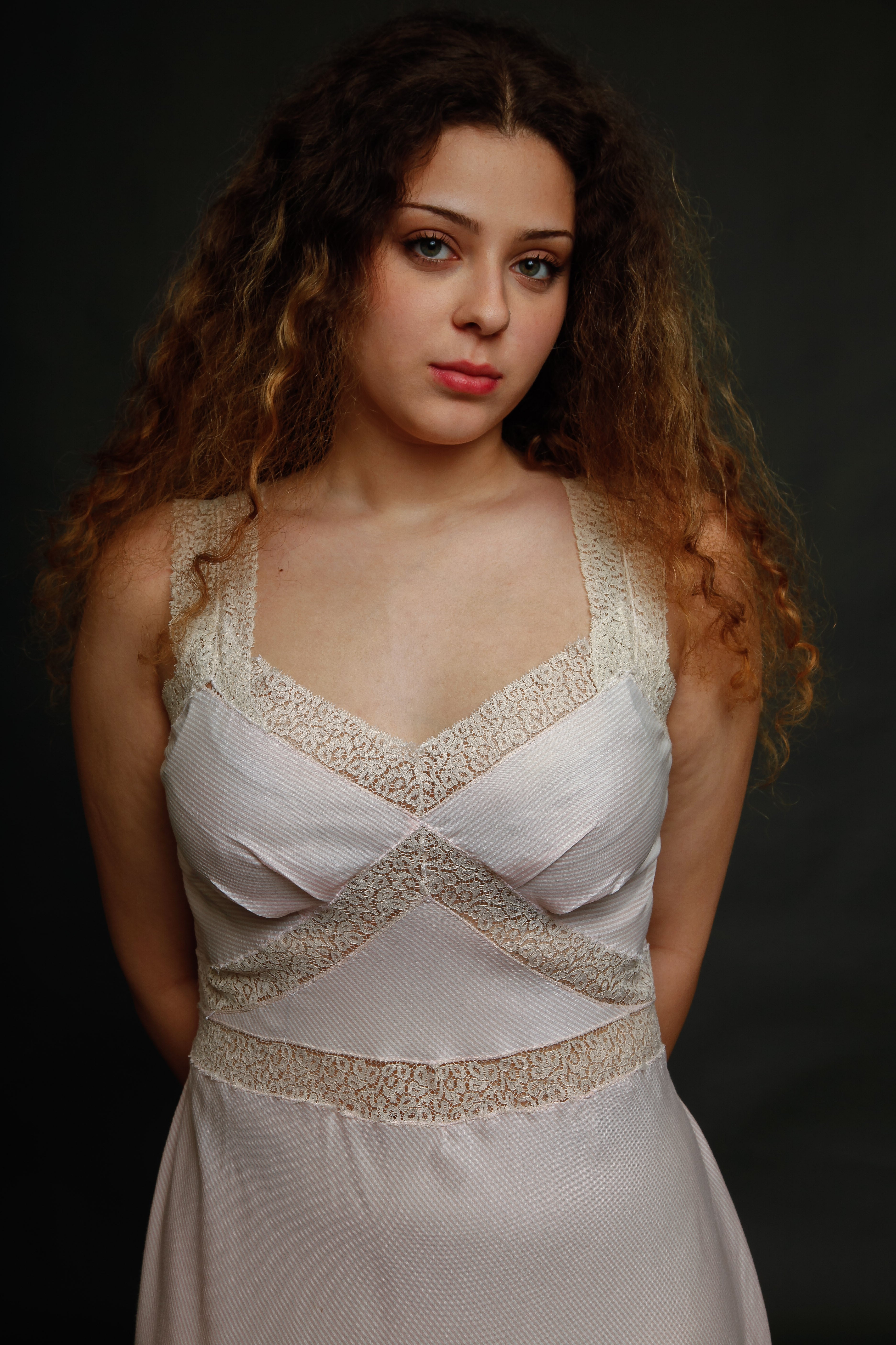 70s Striped Lace and Sheer Gown