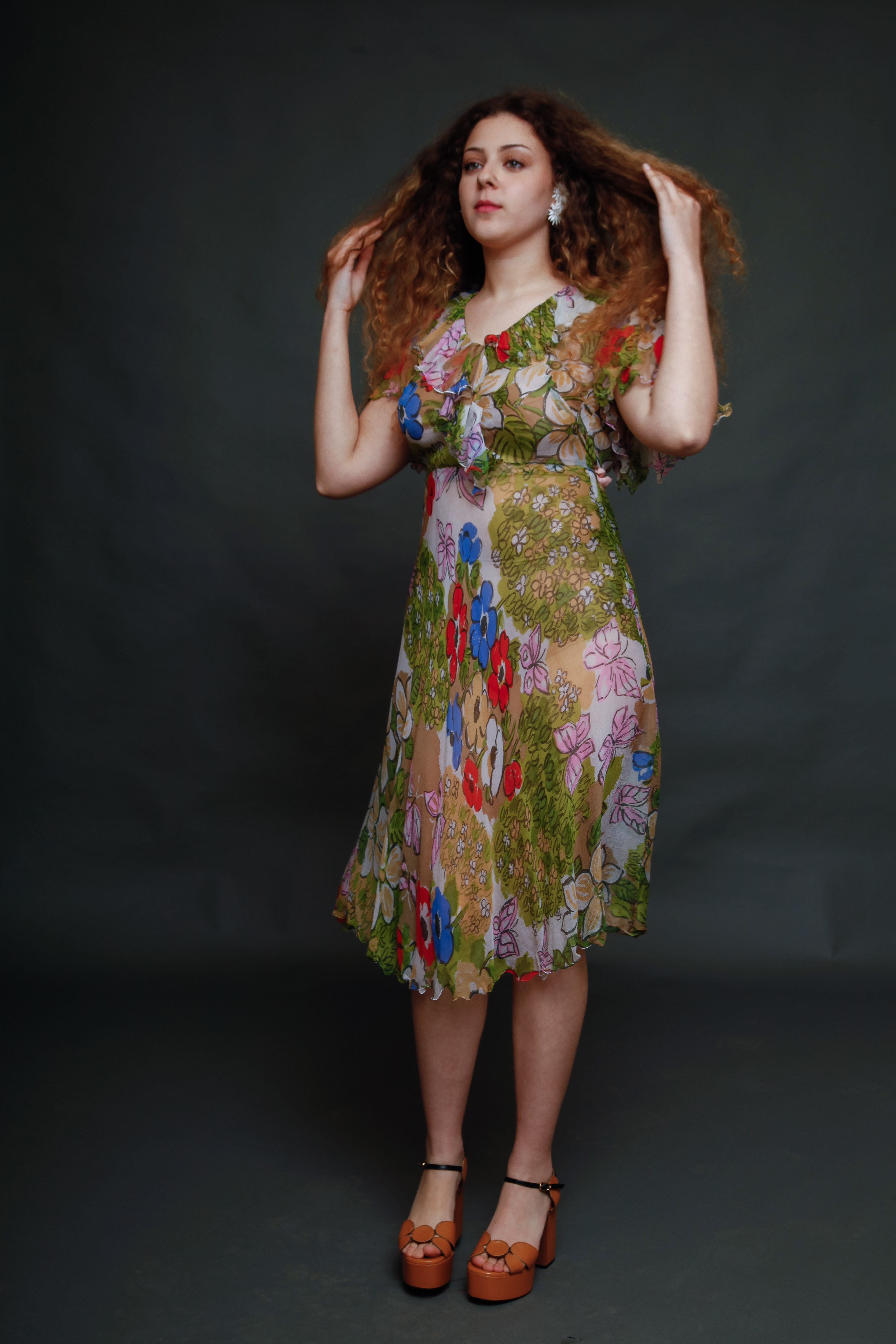 Vintage Silk Chiffon Butterfly Dress