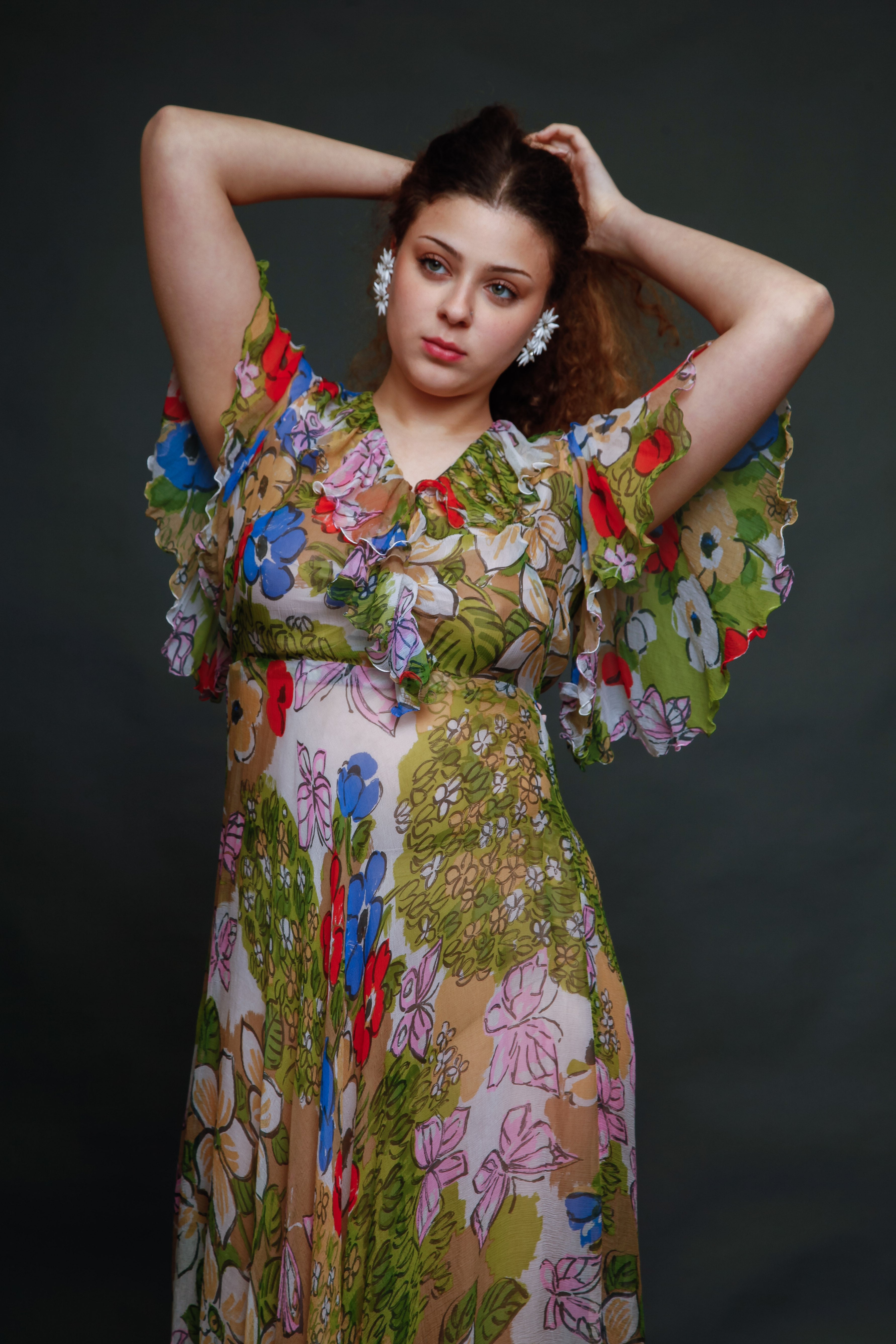 Vintage Silk Chiffon Butterfly Dress