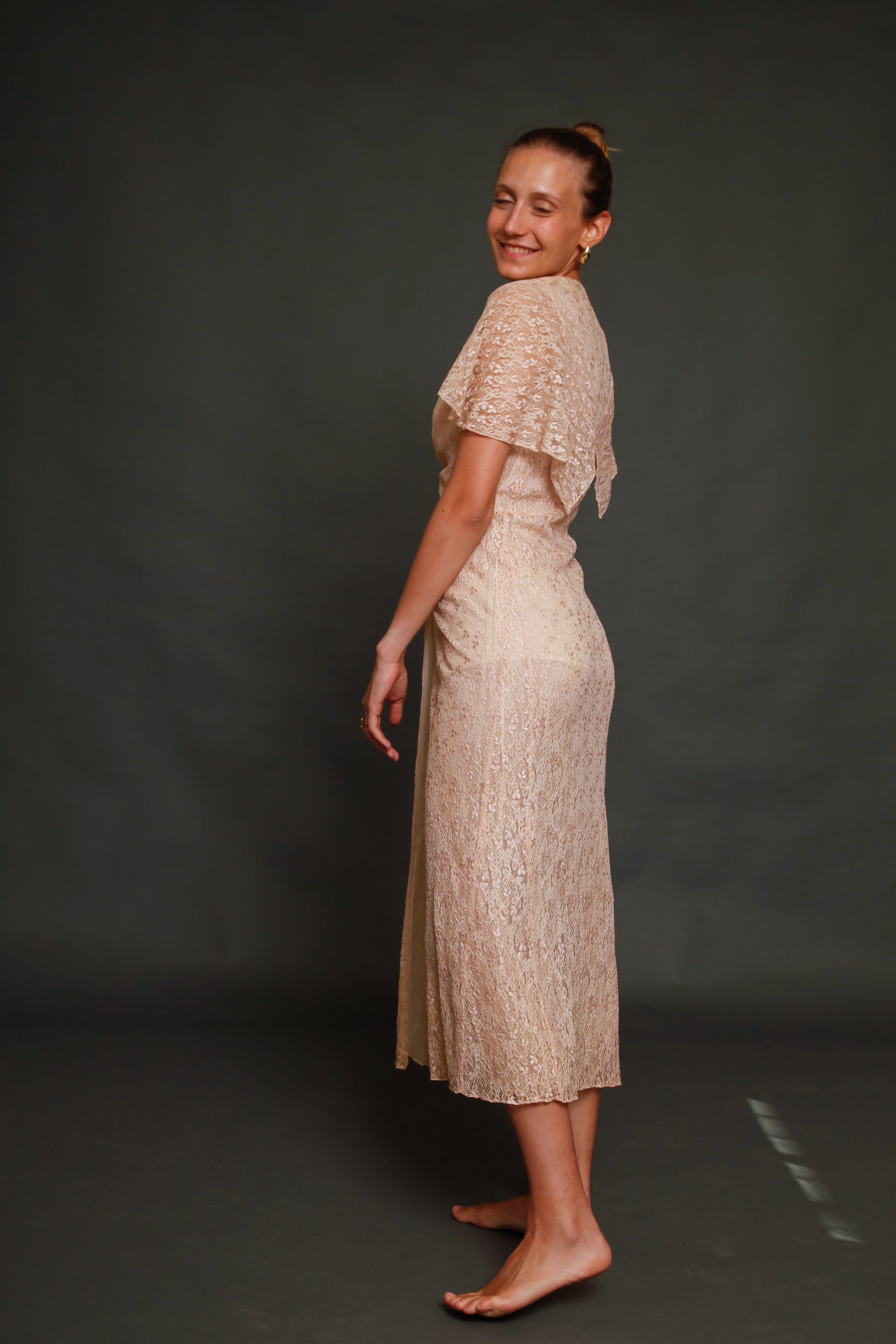 30s Pink Lace Dress