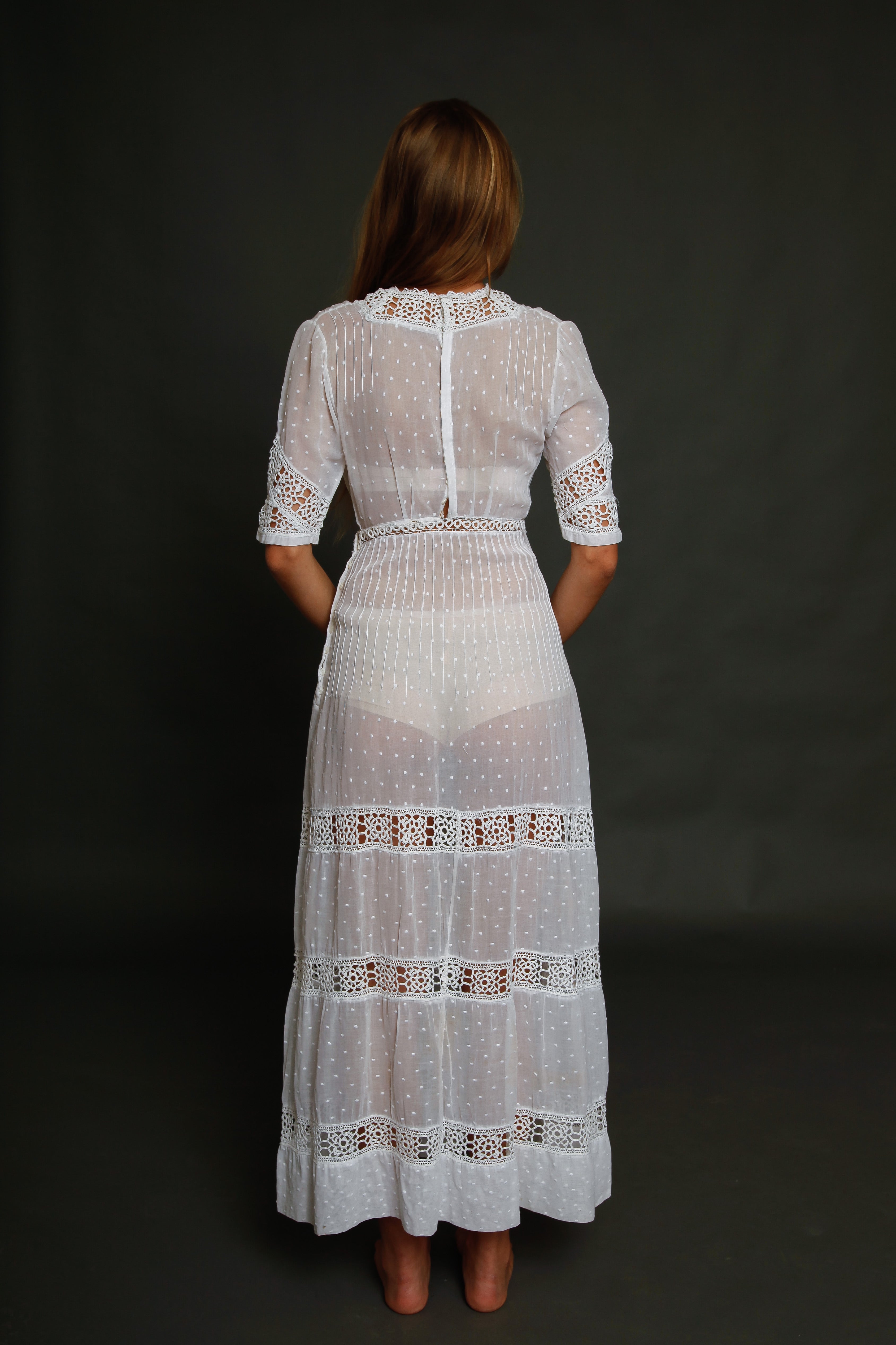 Point D'Esprit and Crochet Edwardian Dress
