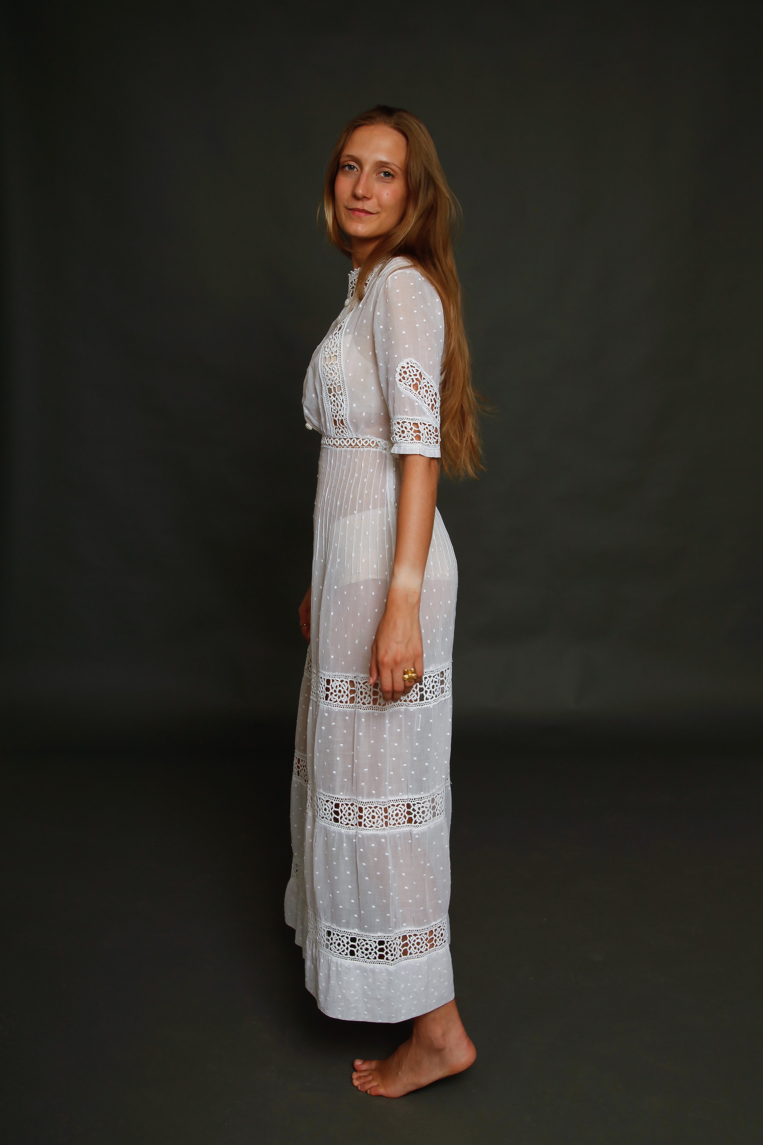 Point D'Esprit and Crochet Edwardian Dress
