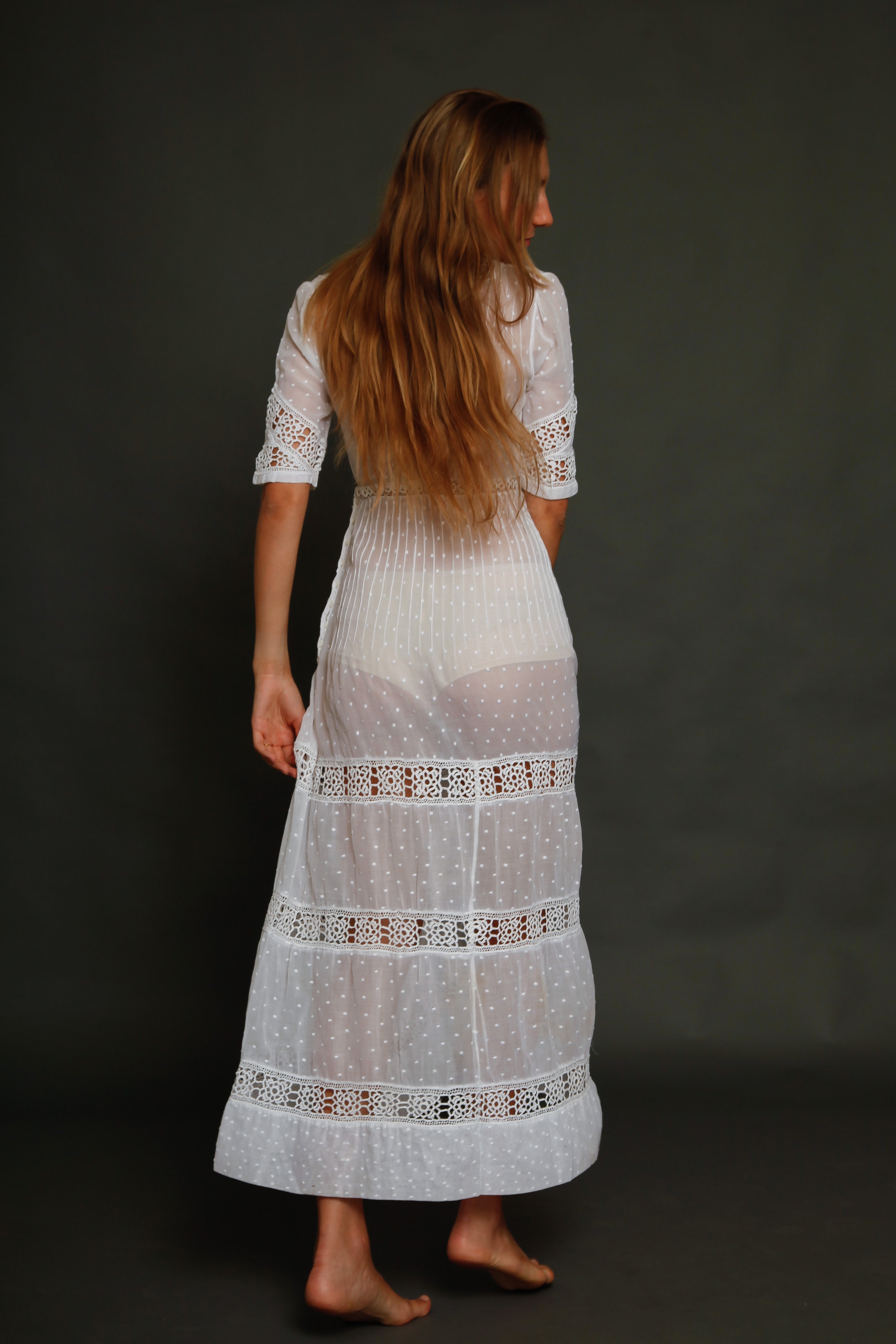 Point D'Esprit and Crochet Edwardian Dress