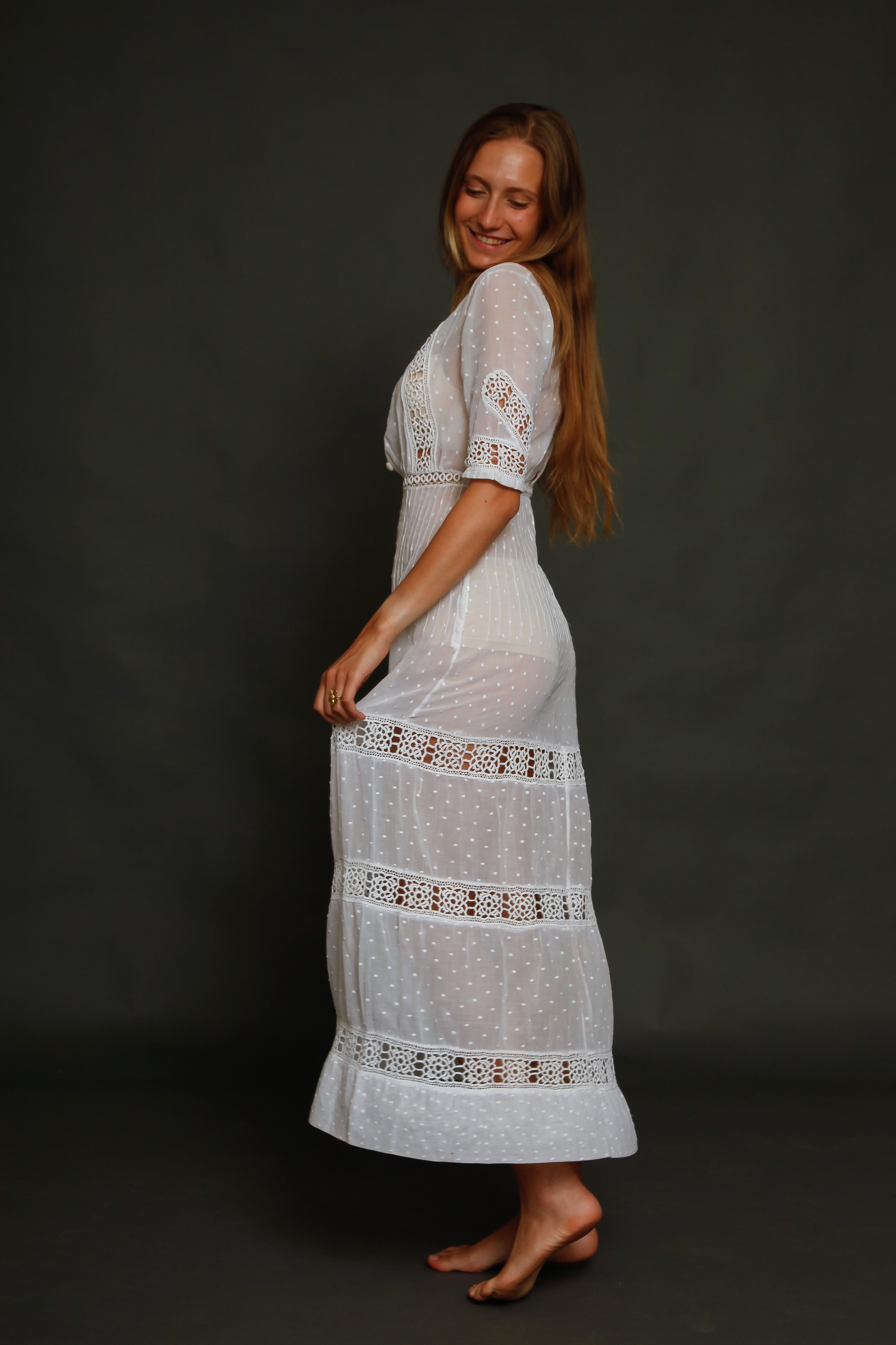 Point D'Esprit and Crochet Edwardian Dress
