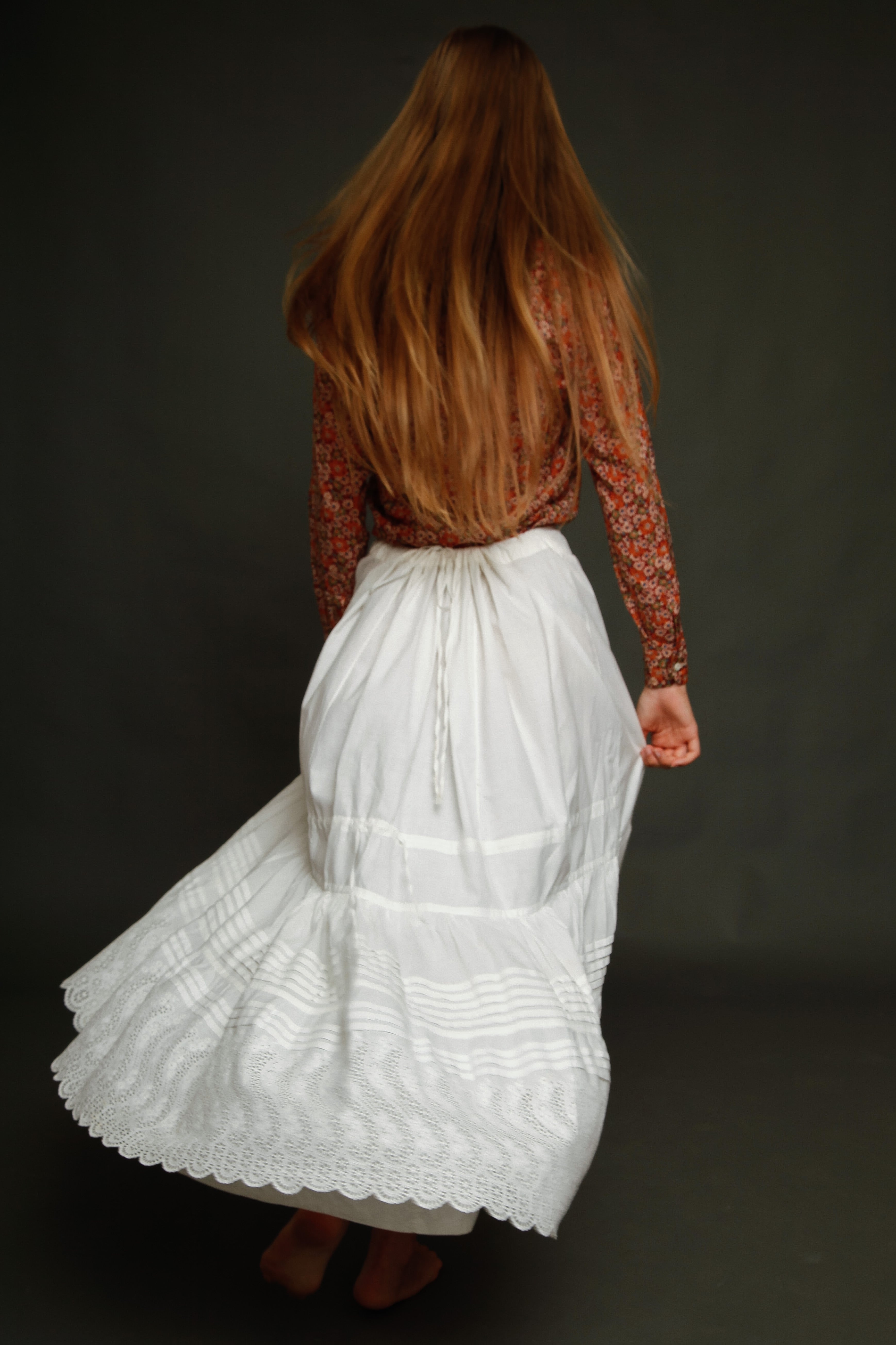 Antique Victorian Bustle Petticoat with Broderie Anglaise