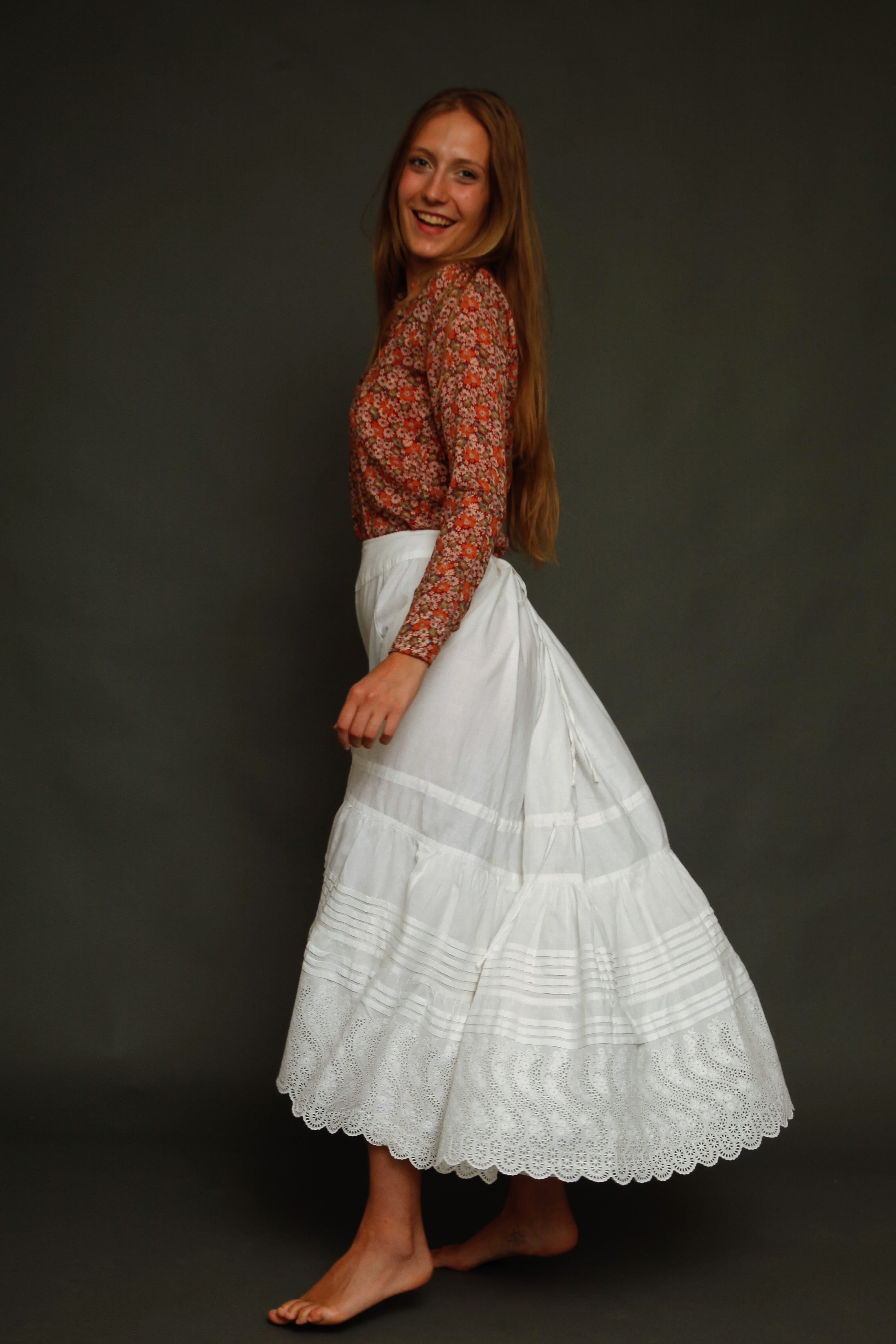 Antique Victorian Bustle Petticoat with Broderie Anglaise