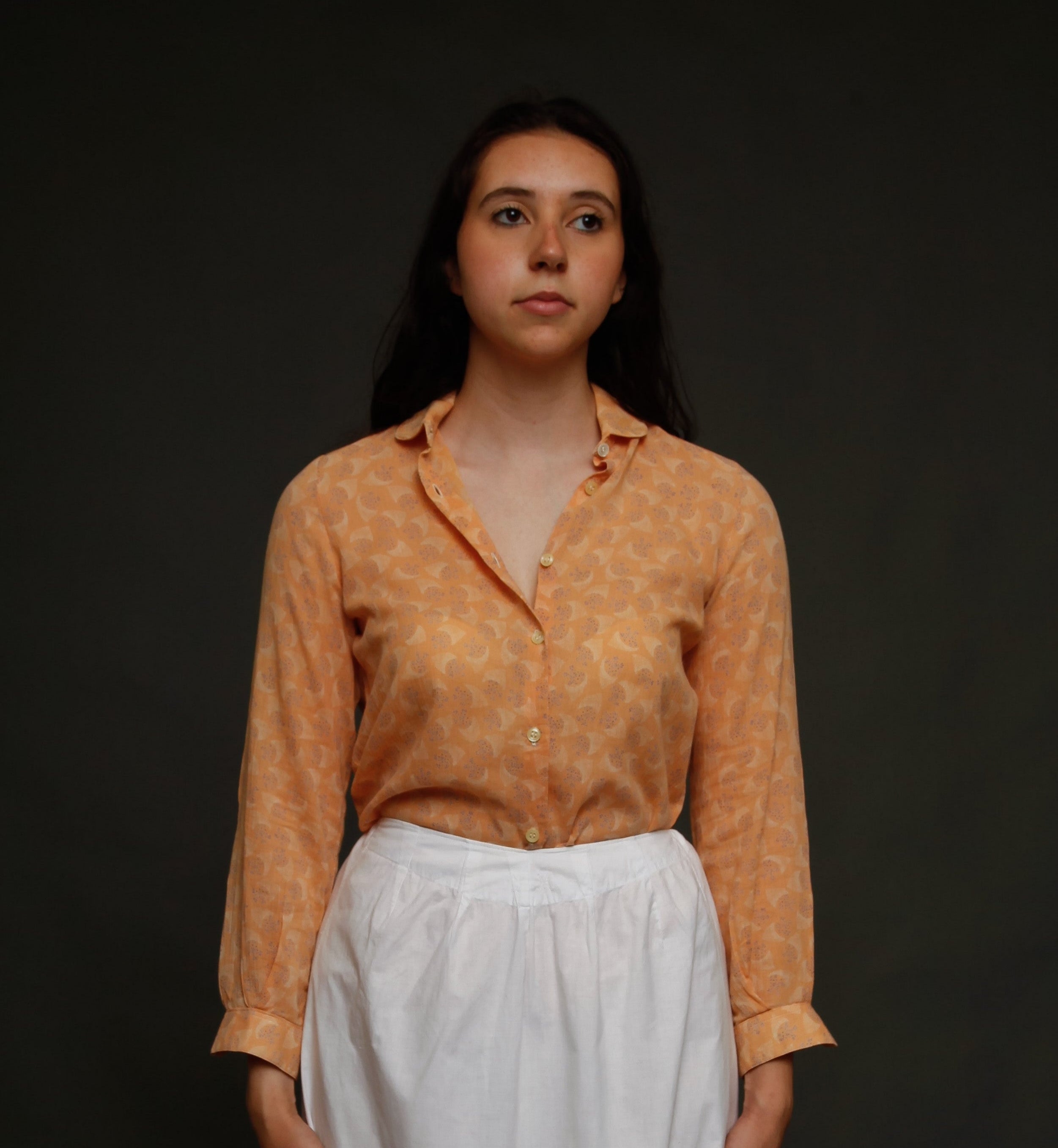 70s Peach Cotton Crepe Shirt