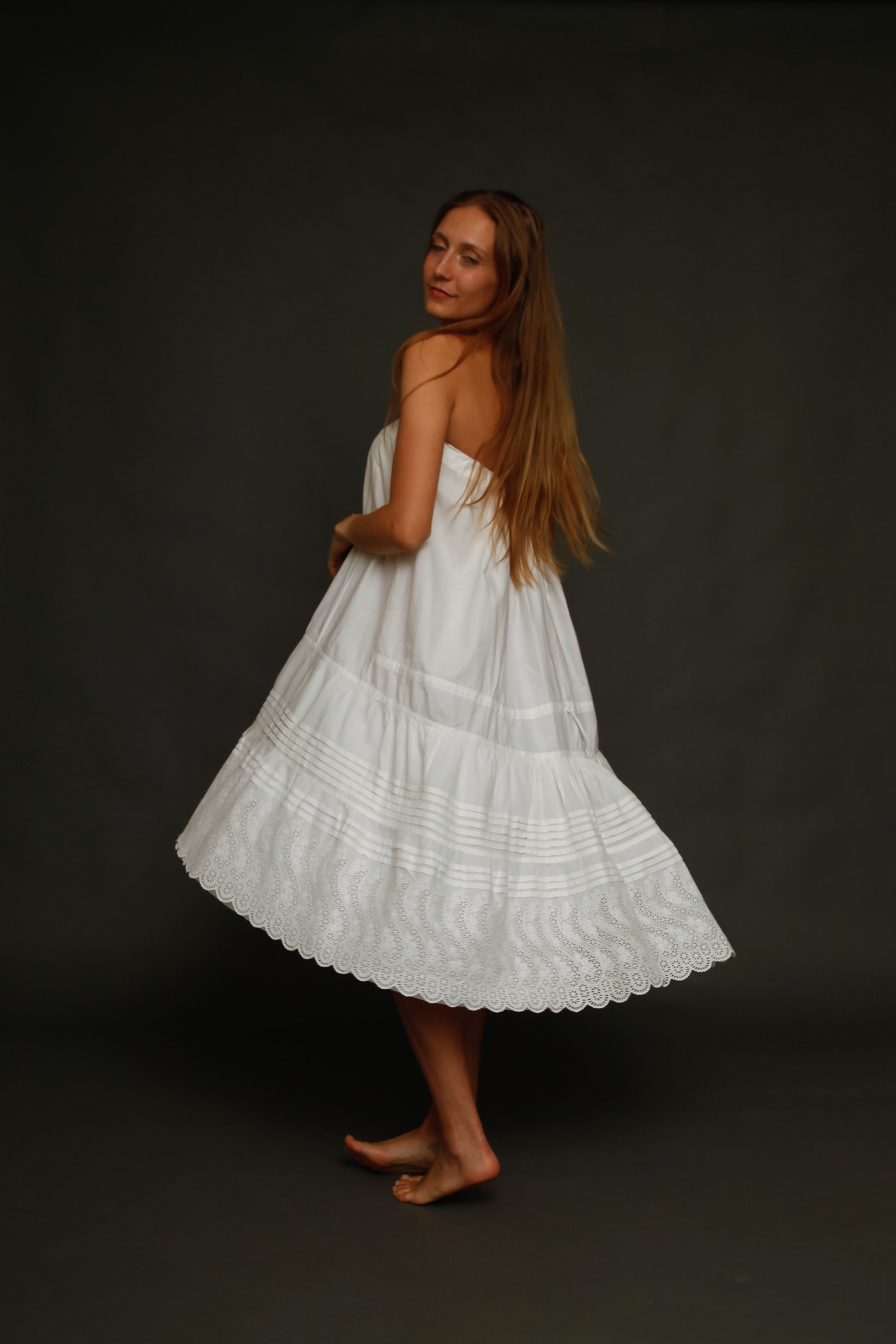 Antique Victorian Bustle Petticoat with Broderie Anglaise