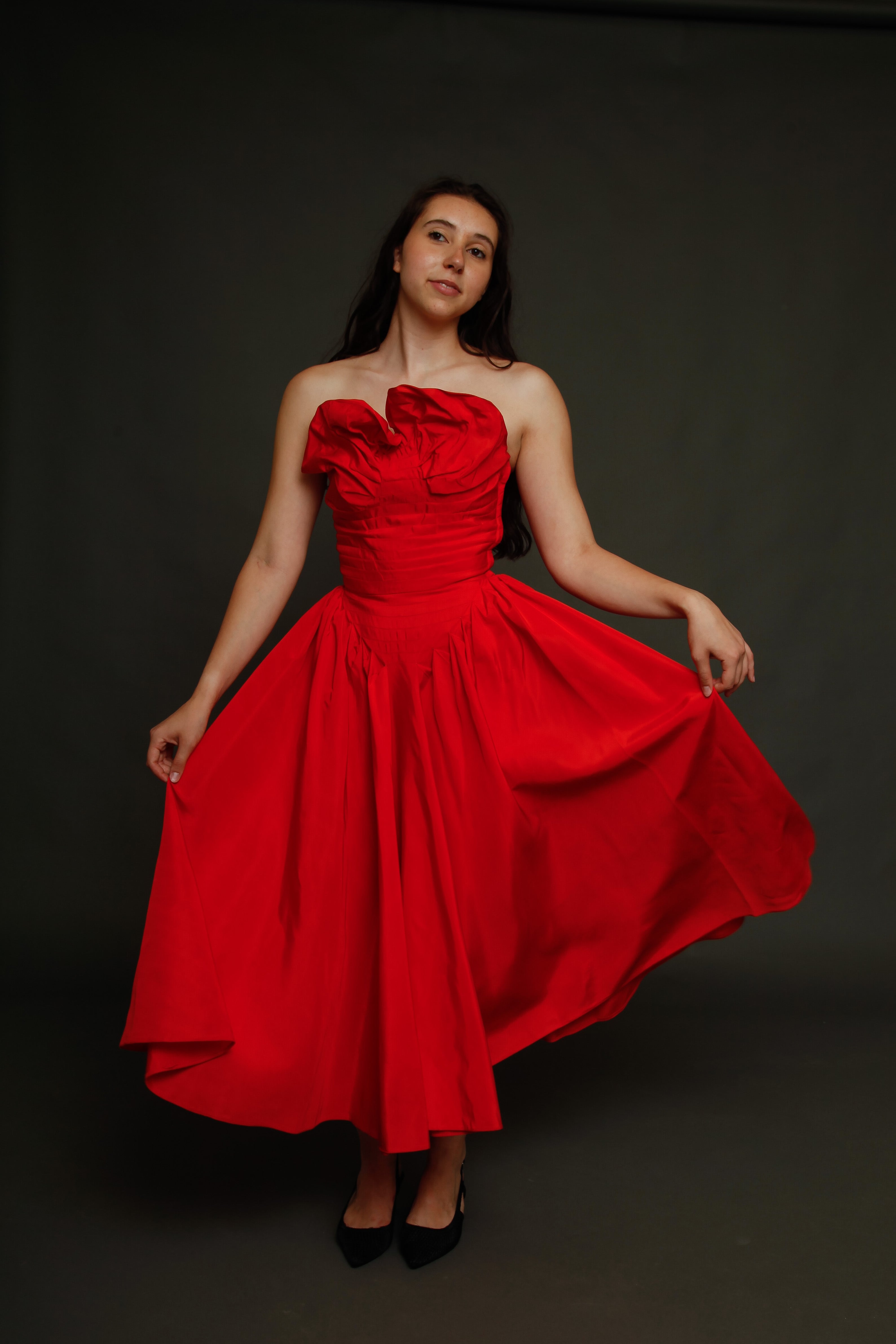 1950 Red Bustle Gown