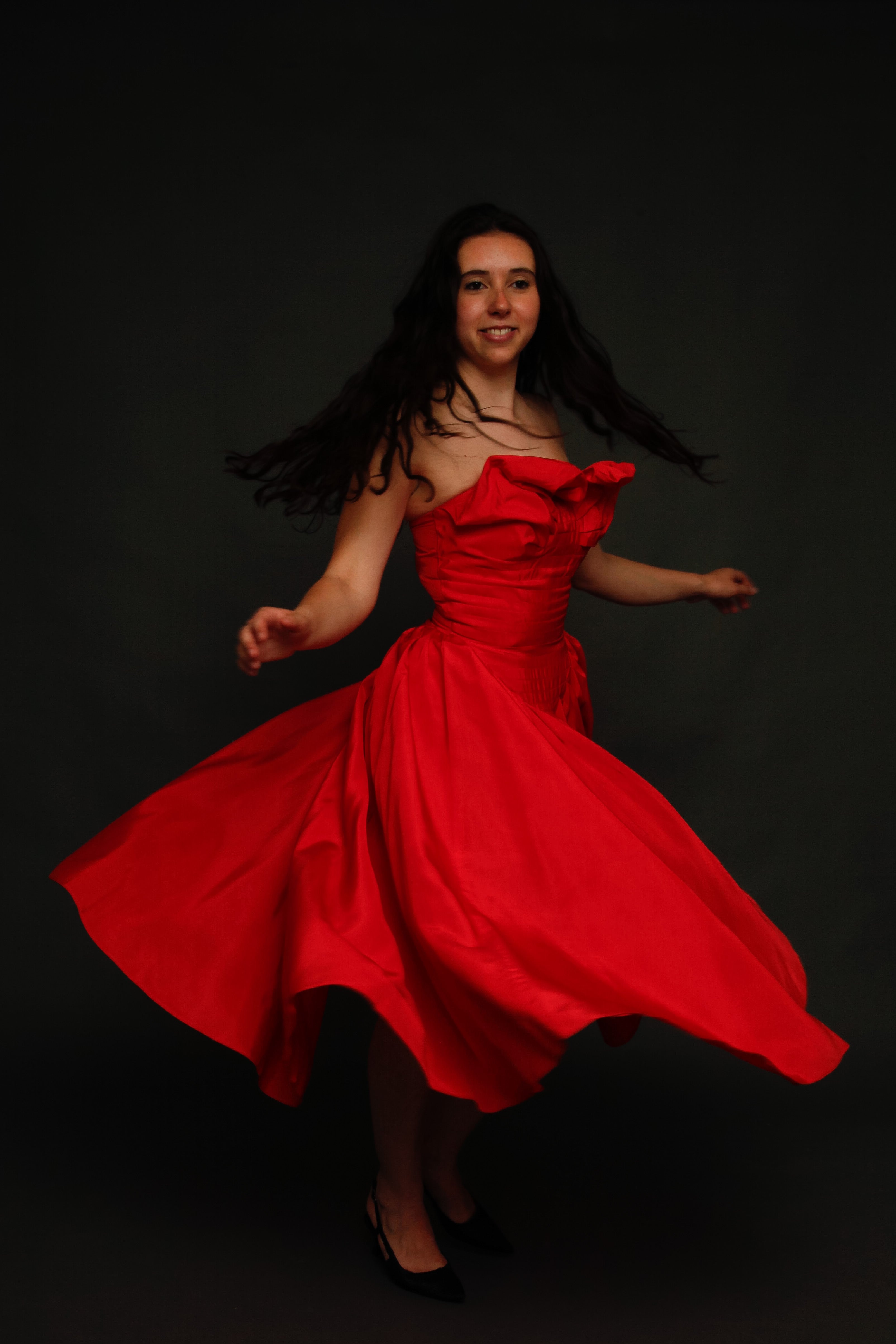 1950 Red Bustle Gown