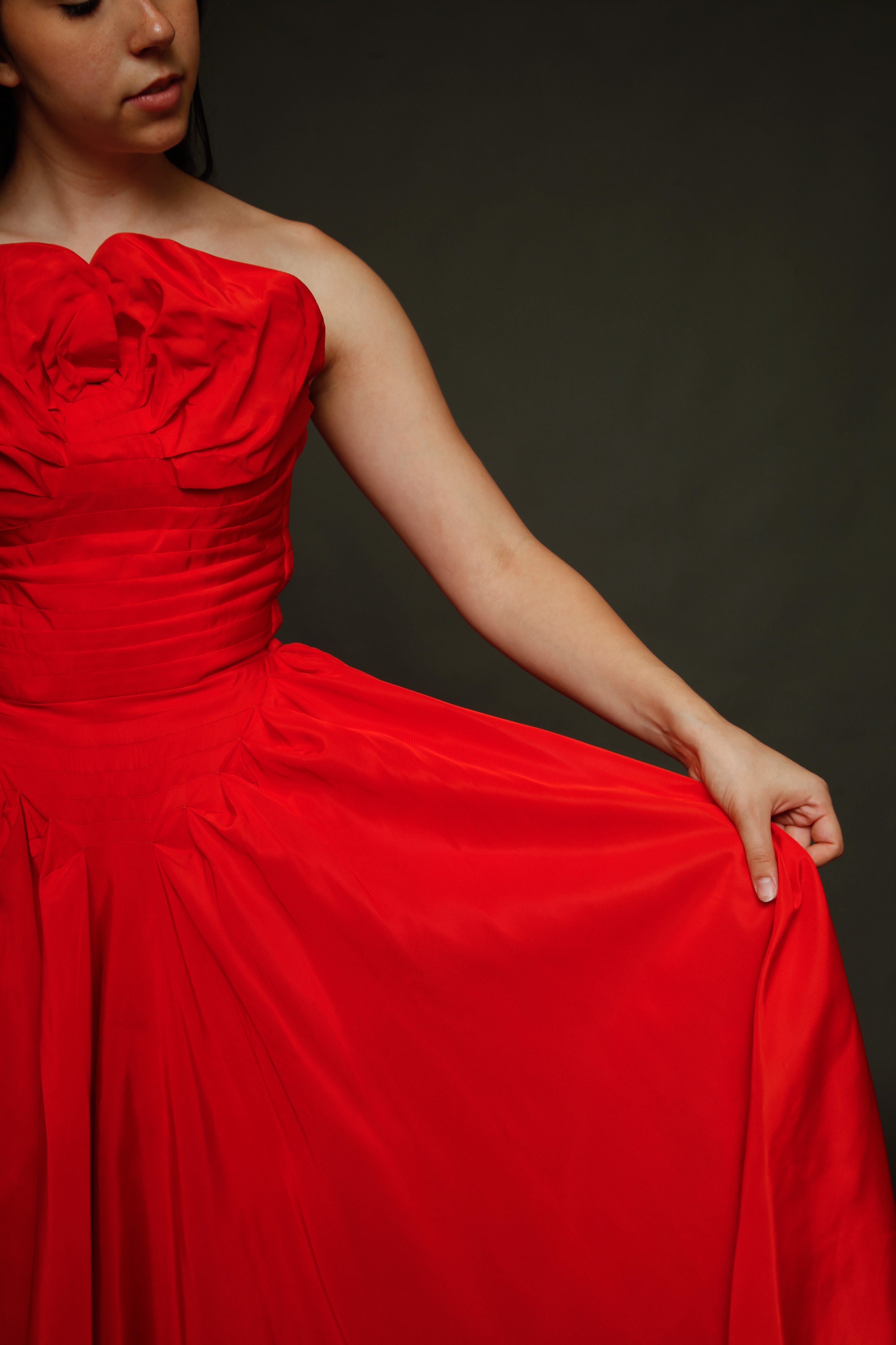 1950 Red Bustle Gown