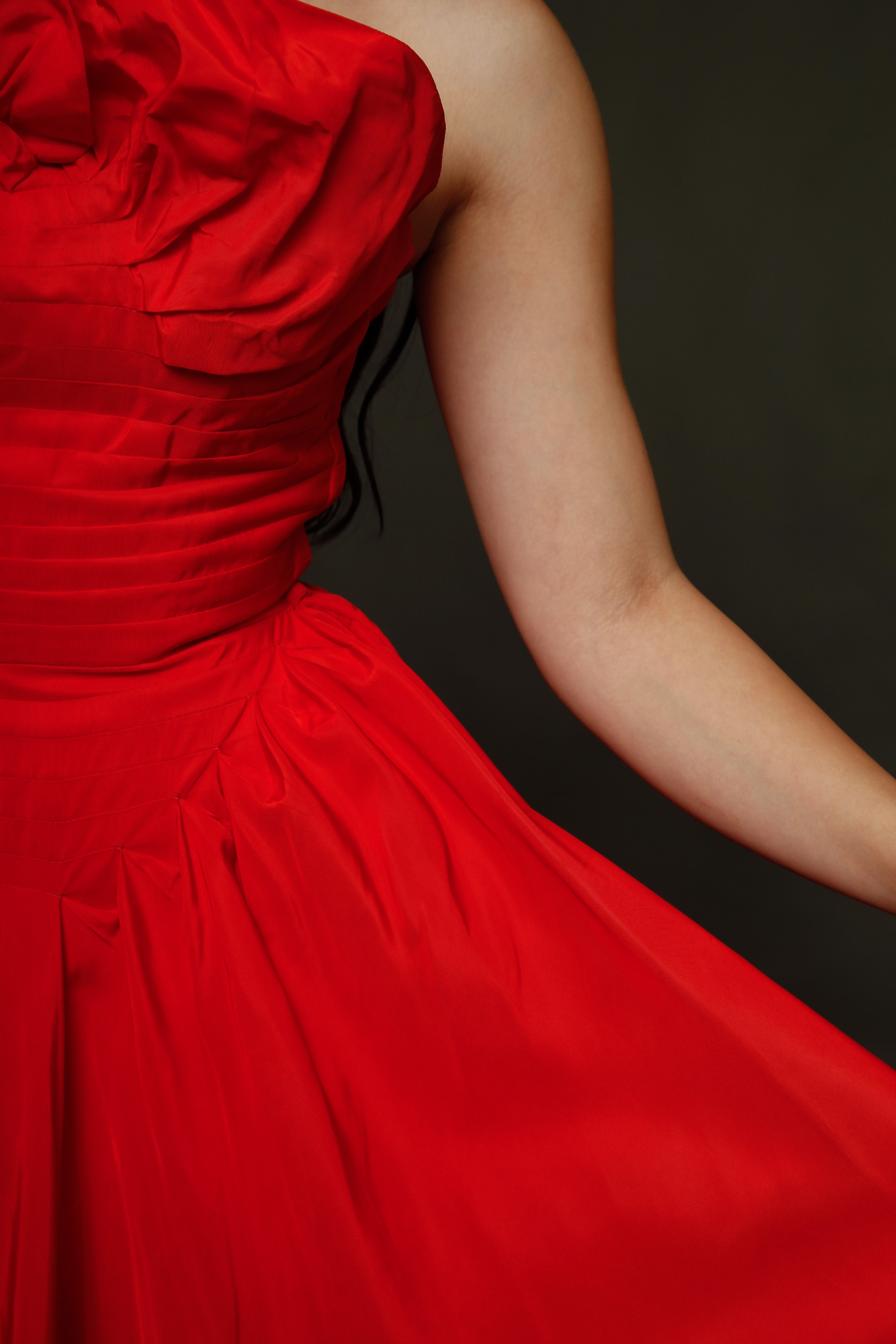 1950 Red Bustle Gown