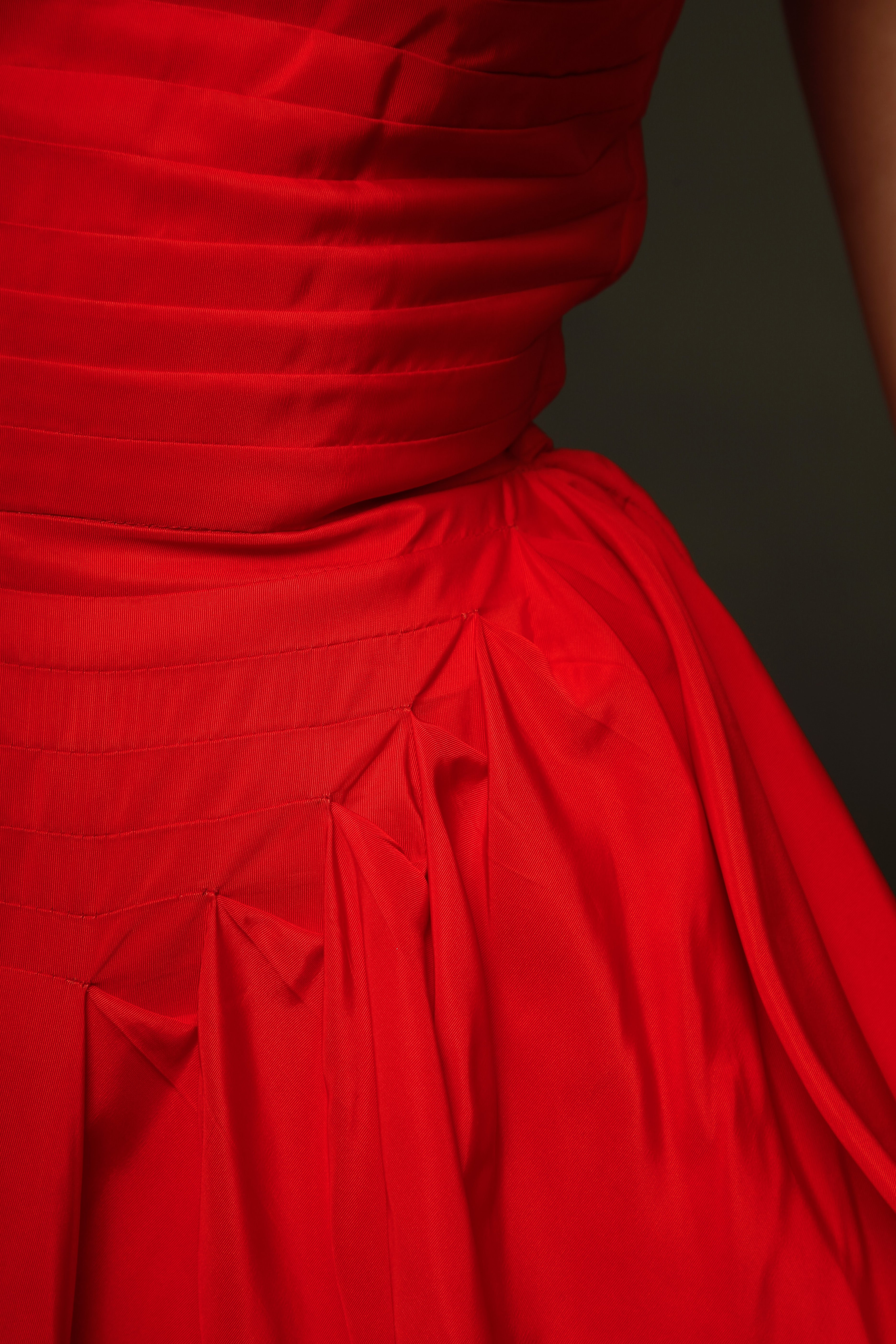 1950 Red Bustle Gown
