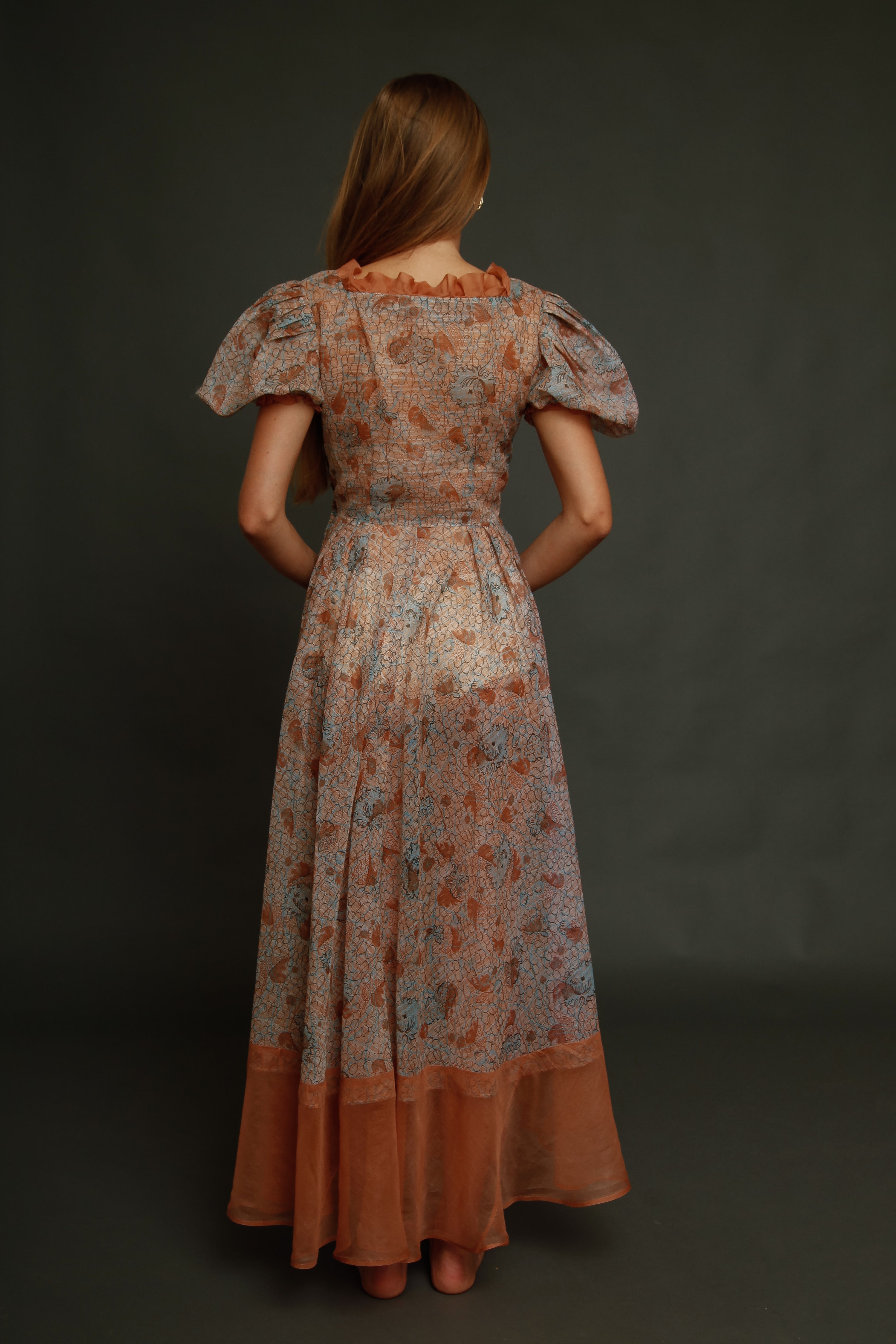 Late 30s Abstract Floral Gown