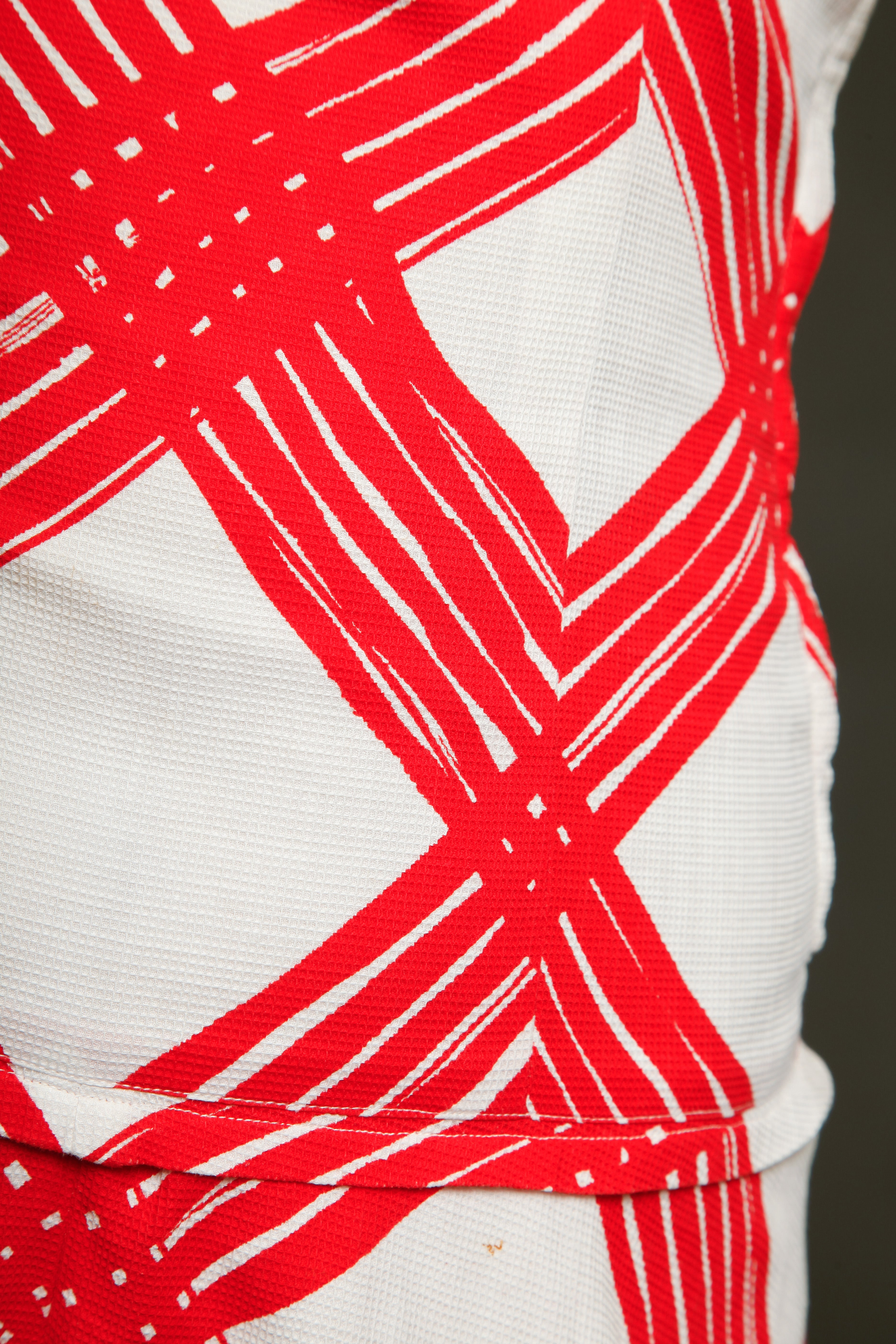 1940 Red and White Checked Long Dress