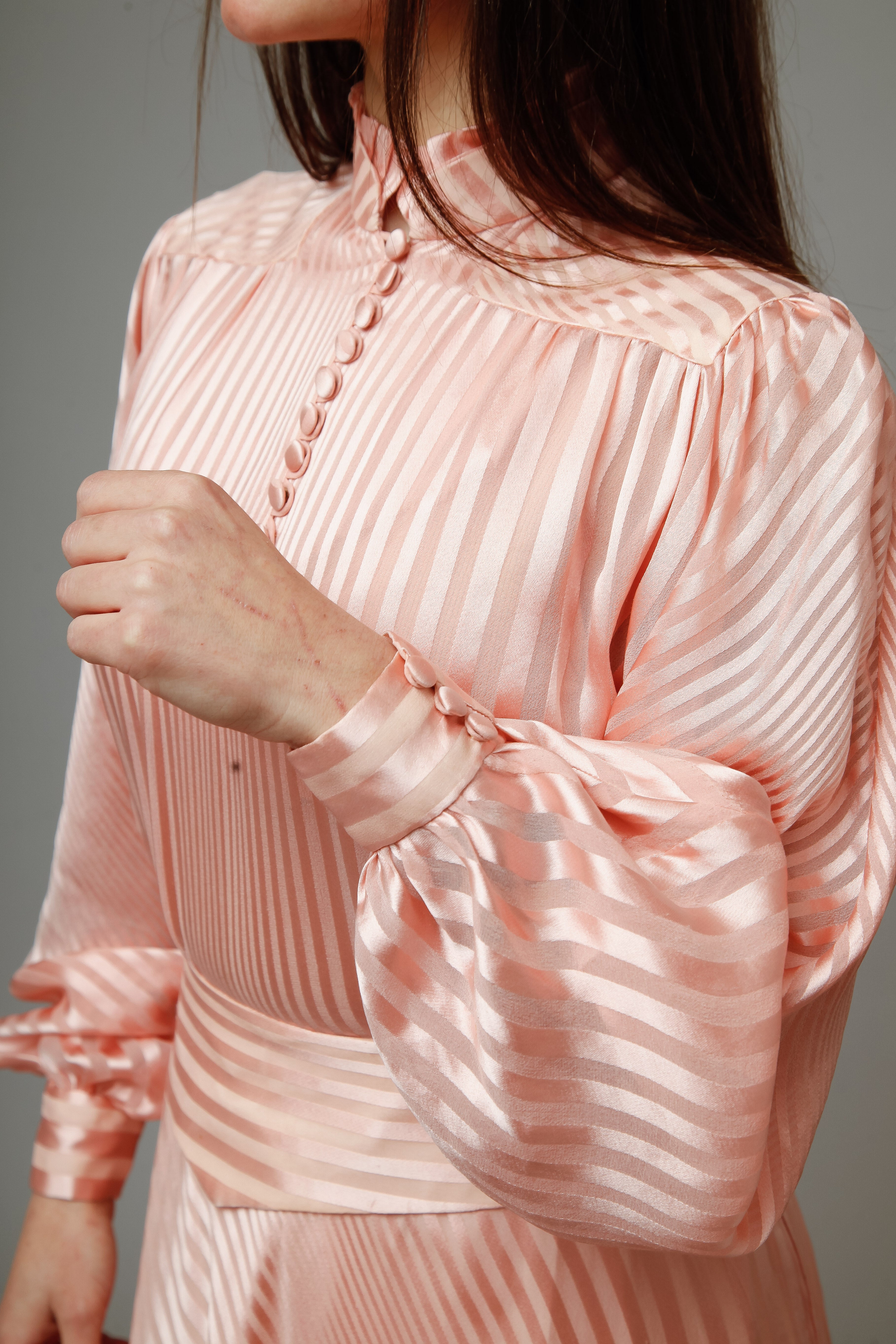 1970 Pink Striped Silk Ensemble