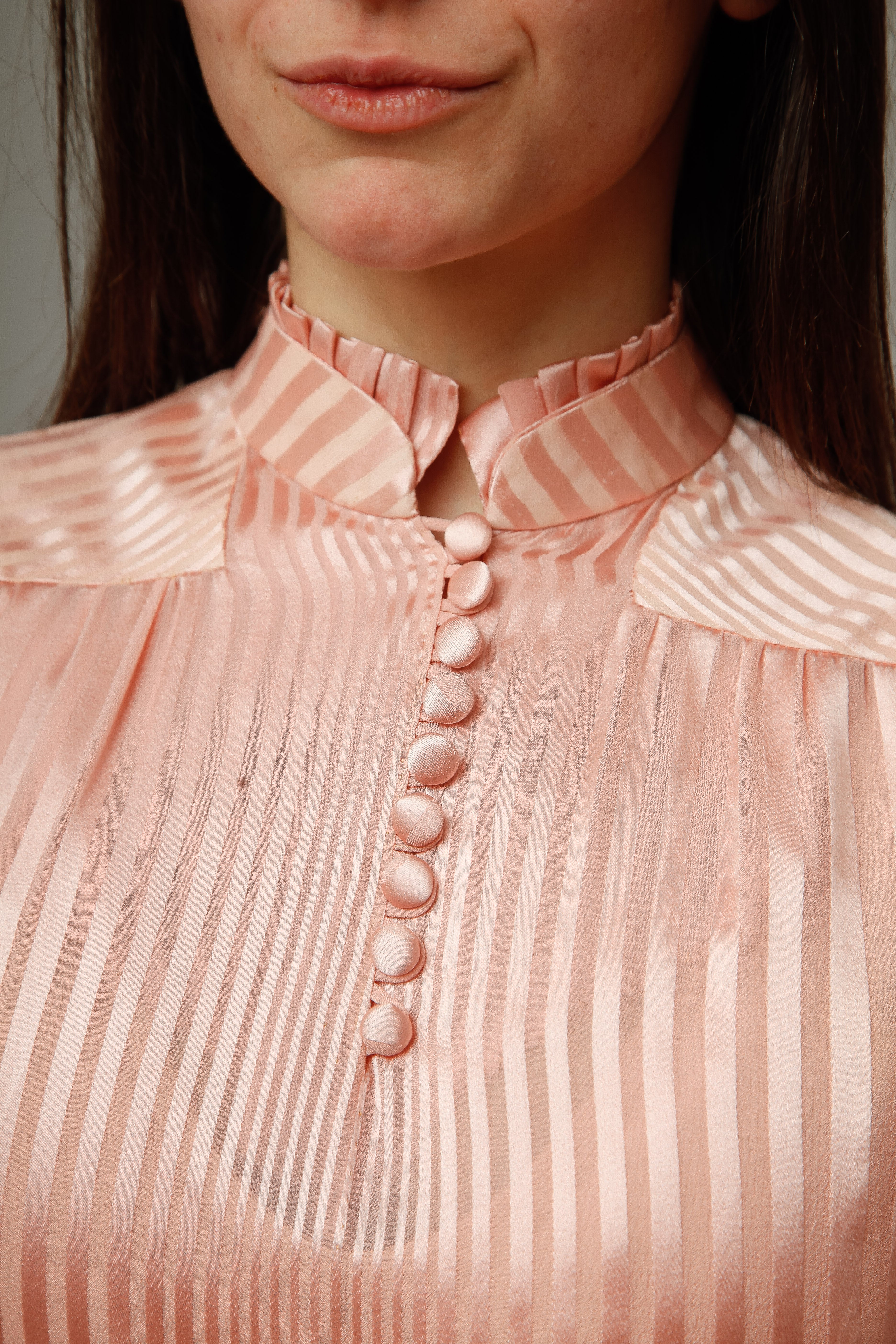 1970 Pink Striped Silk Ensemble