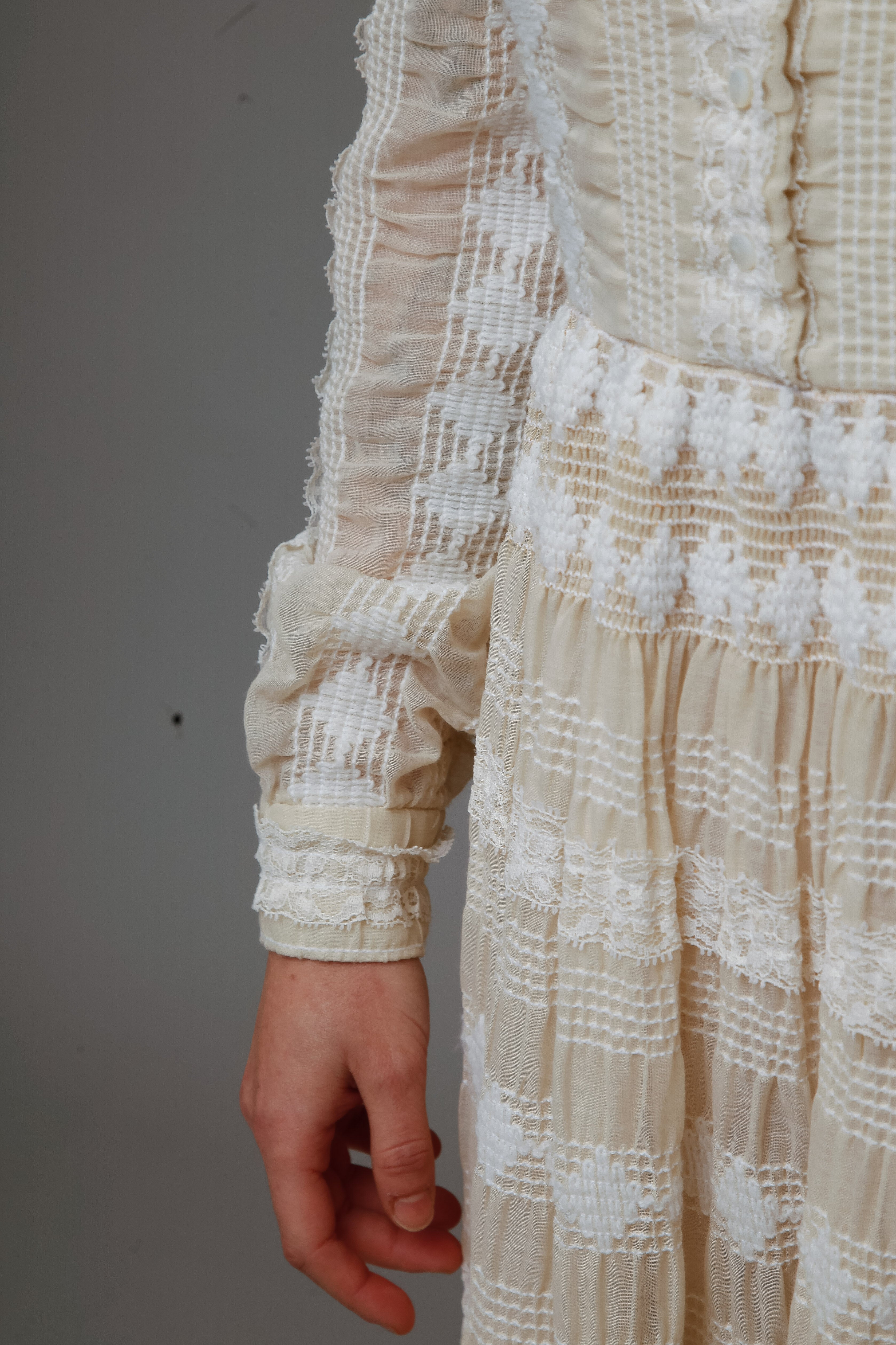 1970 Embroidered Cotton Gauze Maxi Dress
