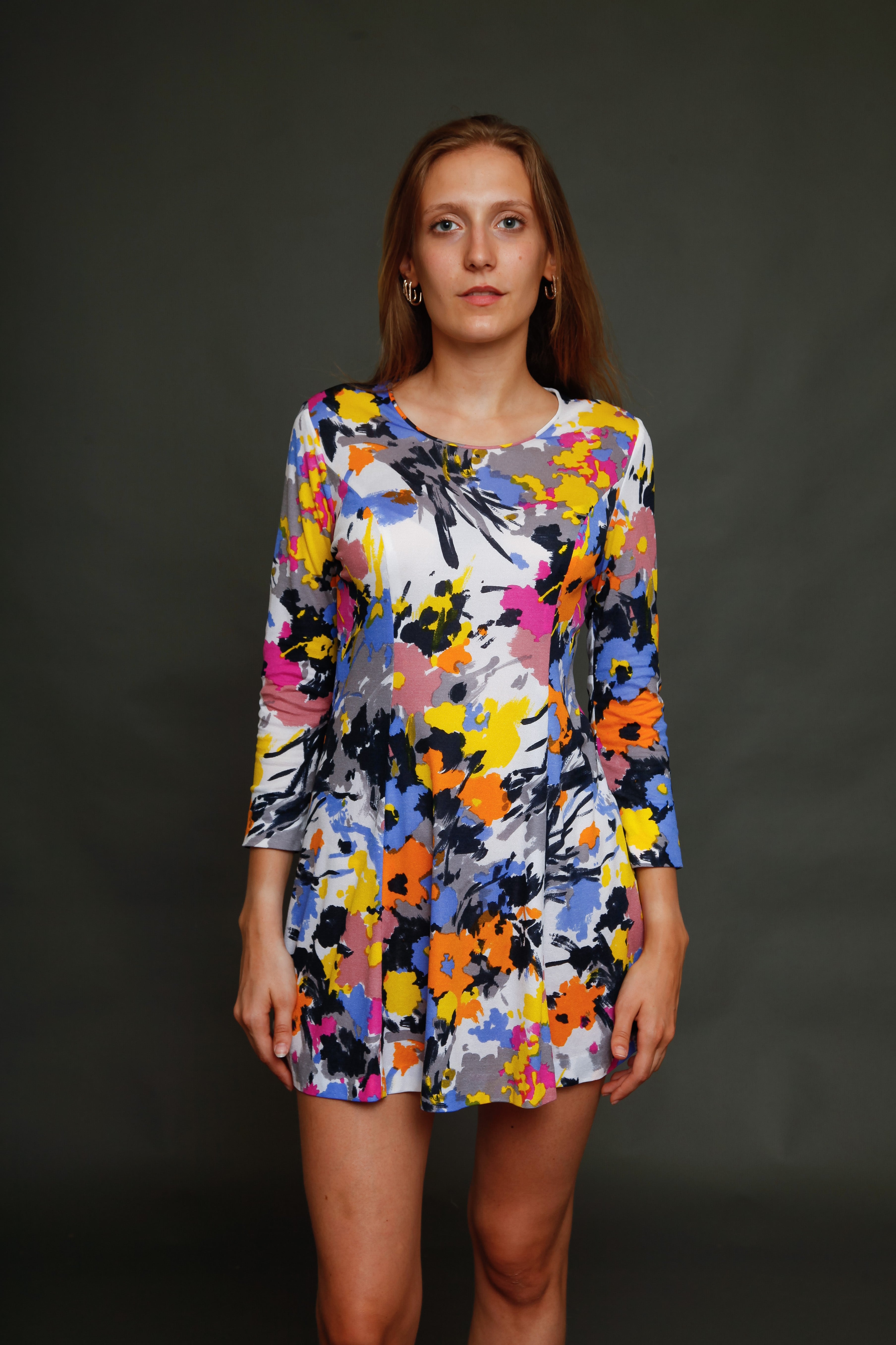 Early 70s Jersey Floral Mini Dress