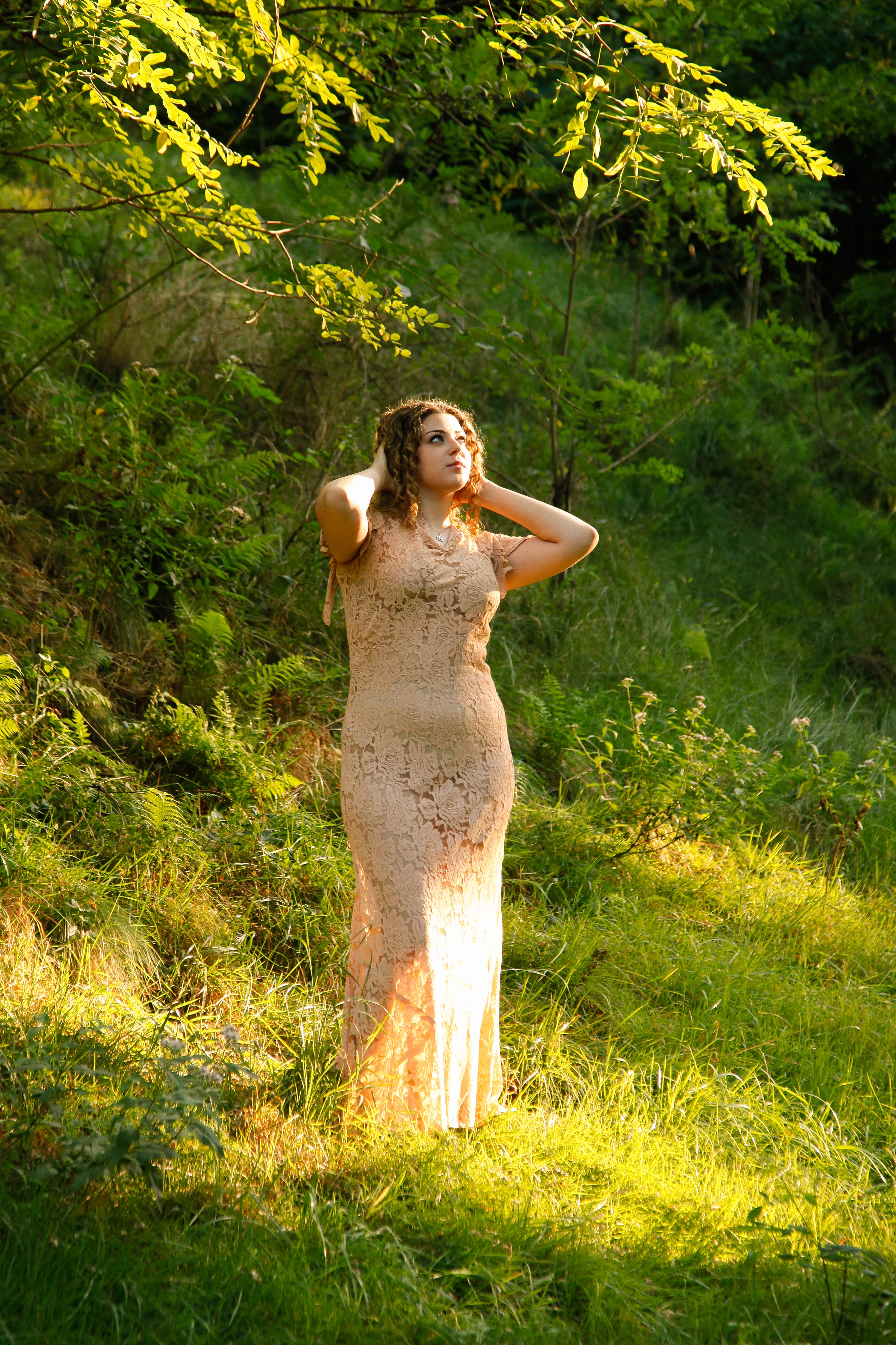 1930 Pink Lace Evening Gown