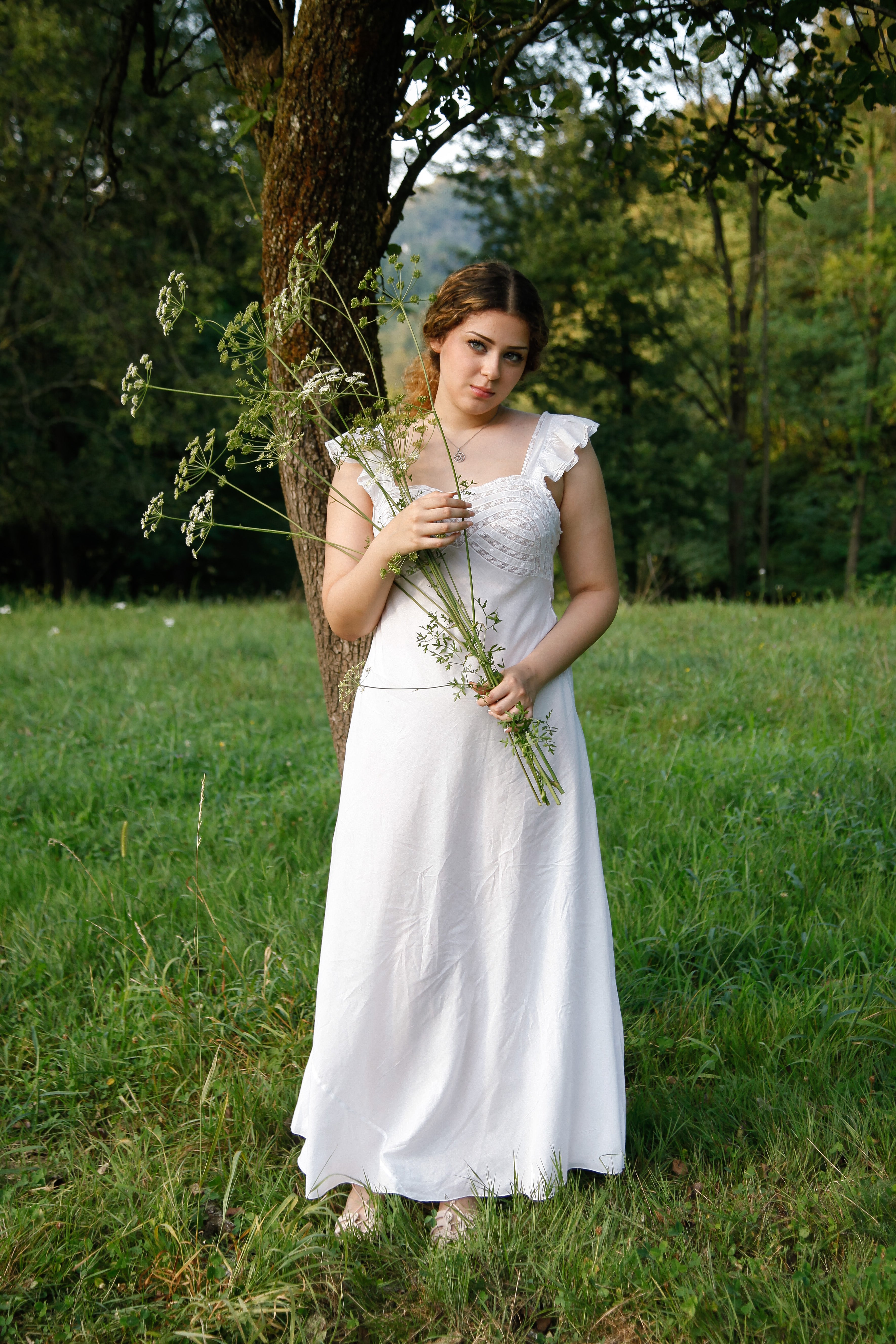 1930 White Cotton Nightgown