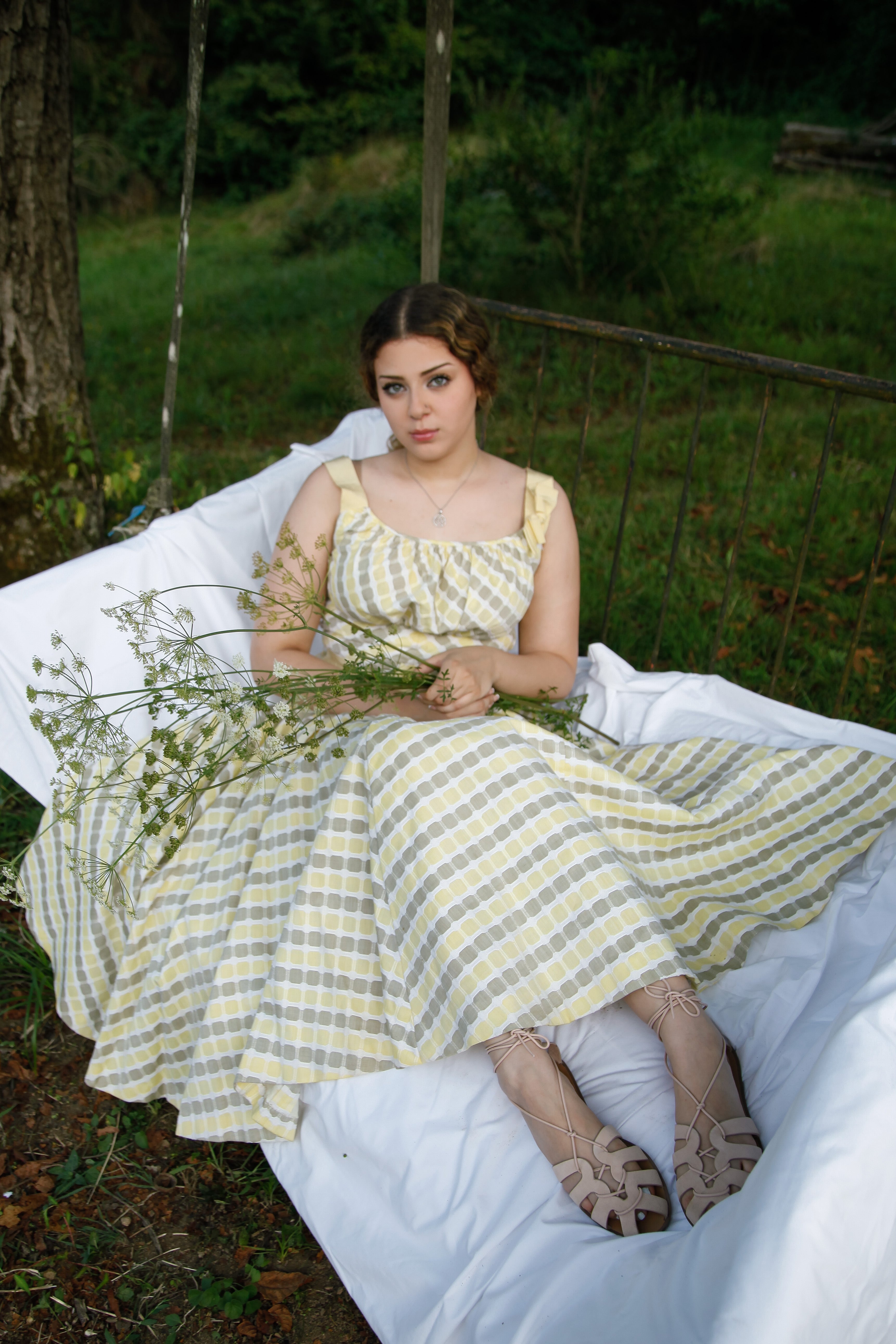 50s Tailored Cotton Jacquard Sundress