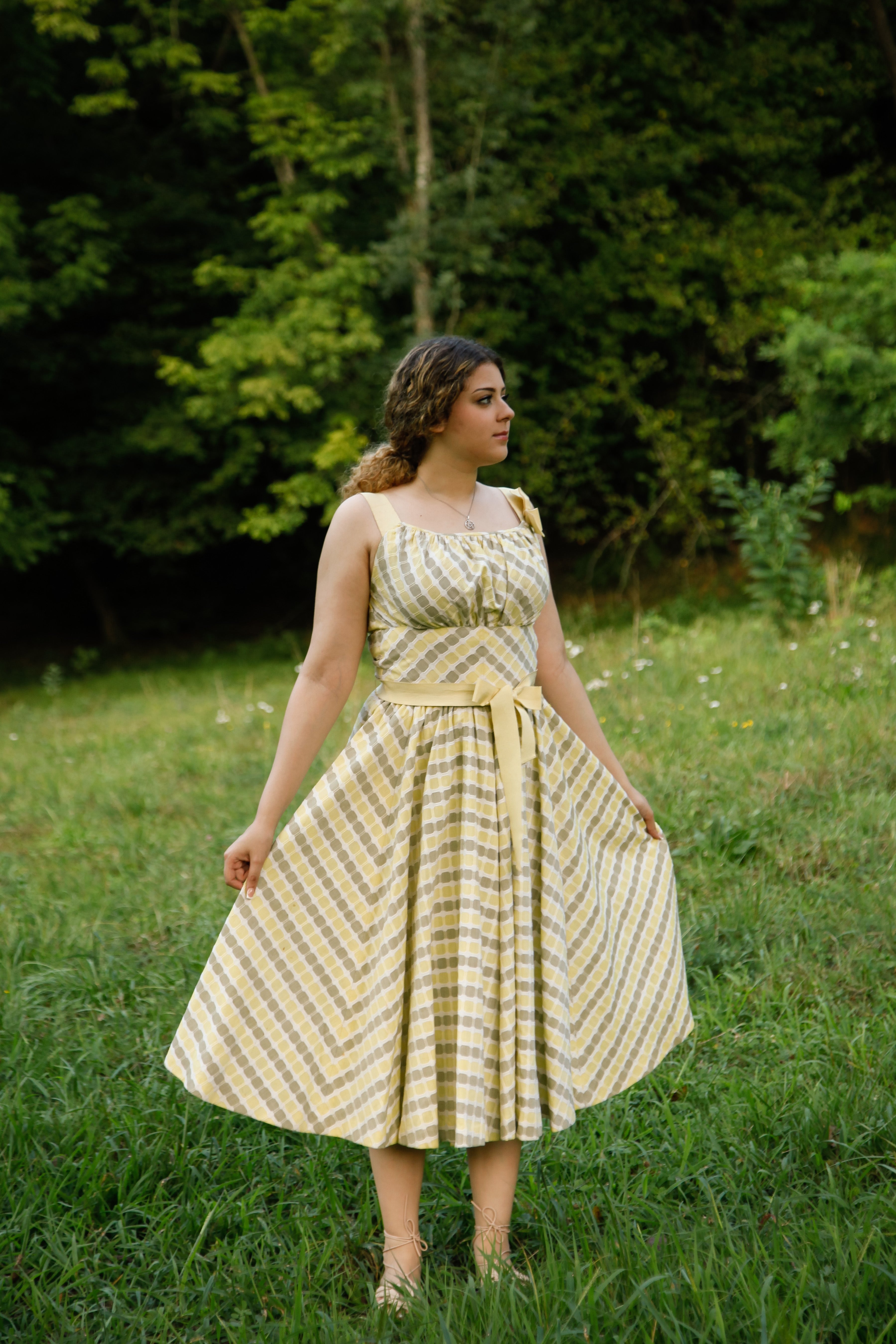 50s Tailored Cotton Jacquard Sundress