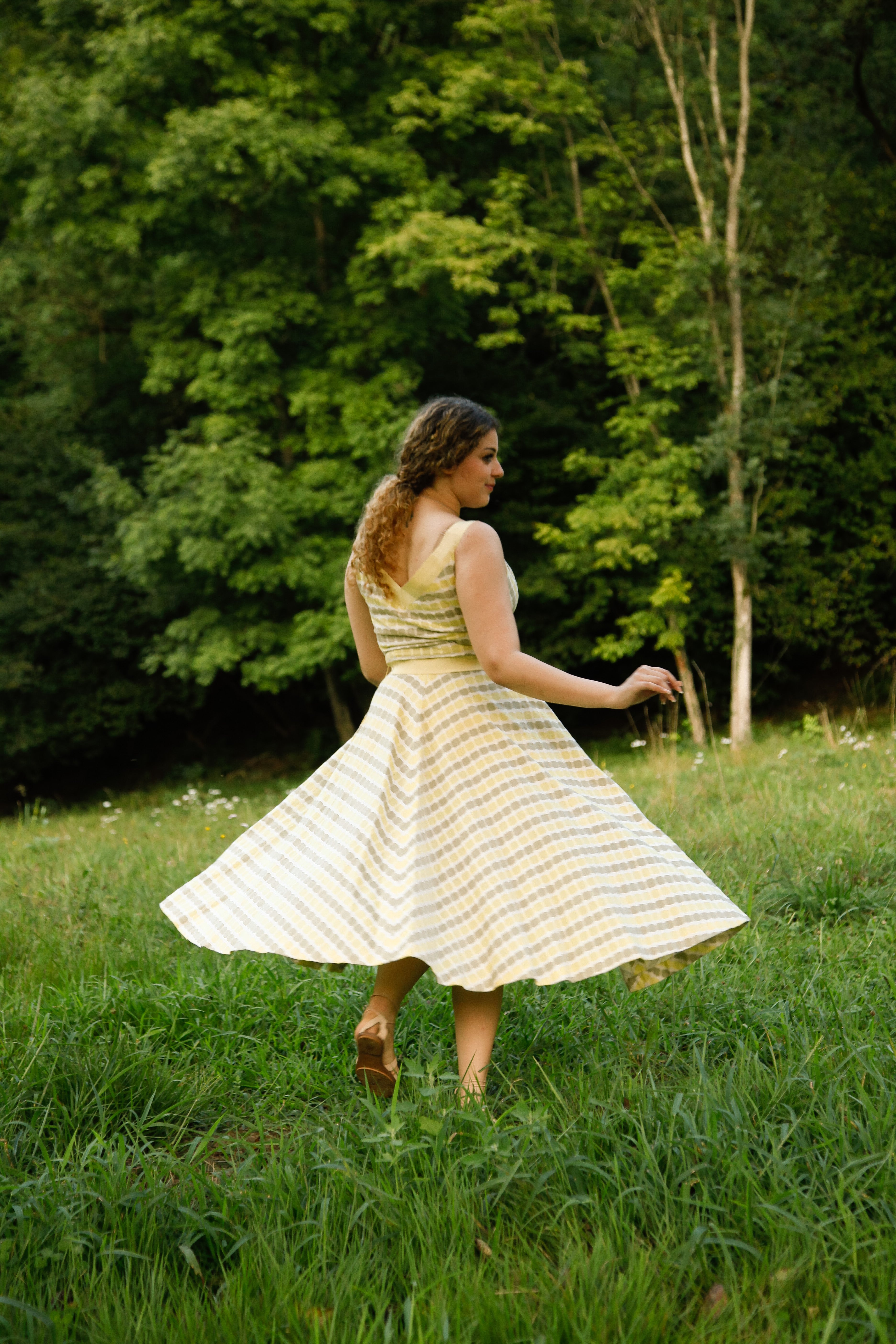50s Tailored Cotton Jacquard Sundress