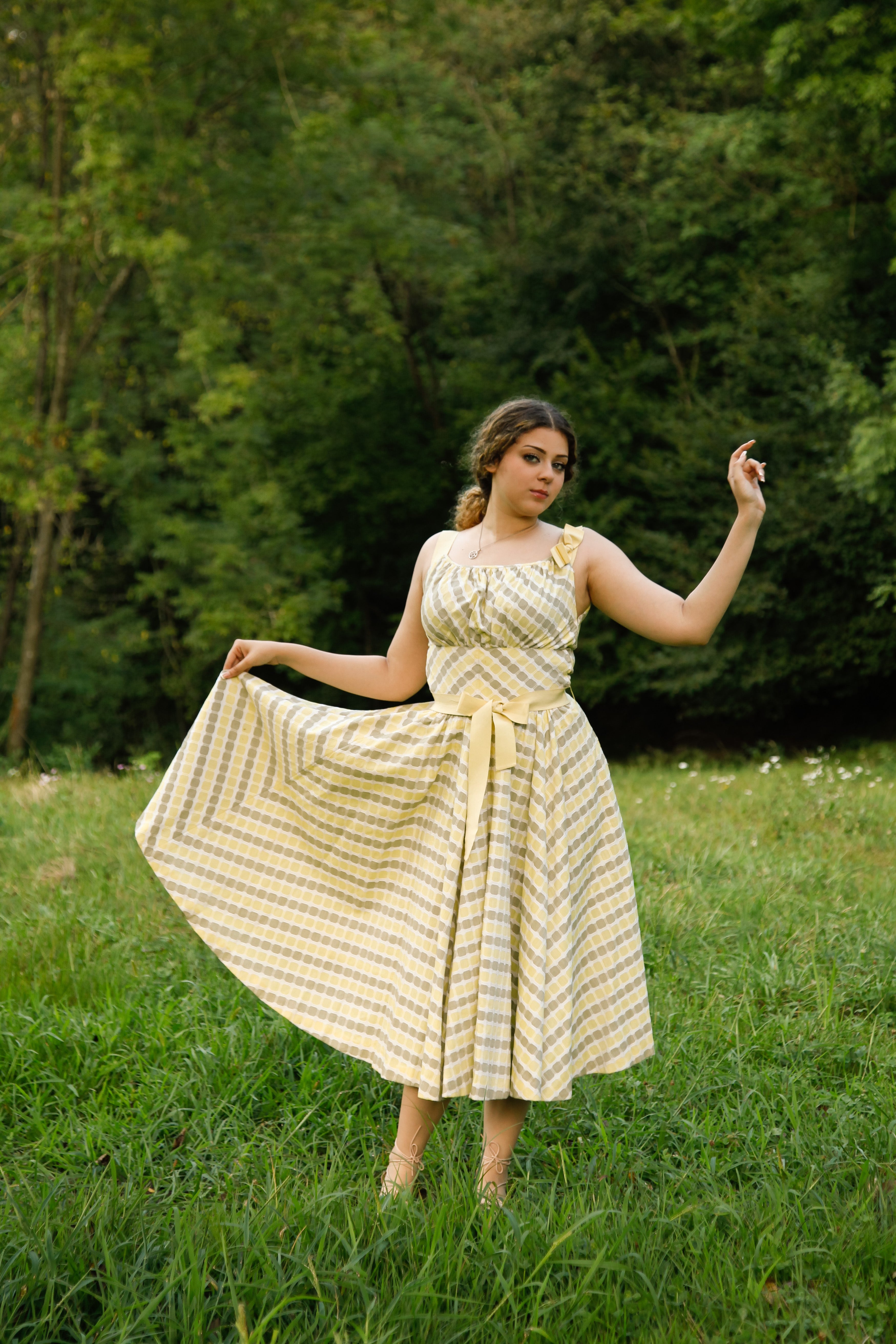 50s Tailored Cotton Jacquard Sundress