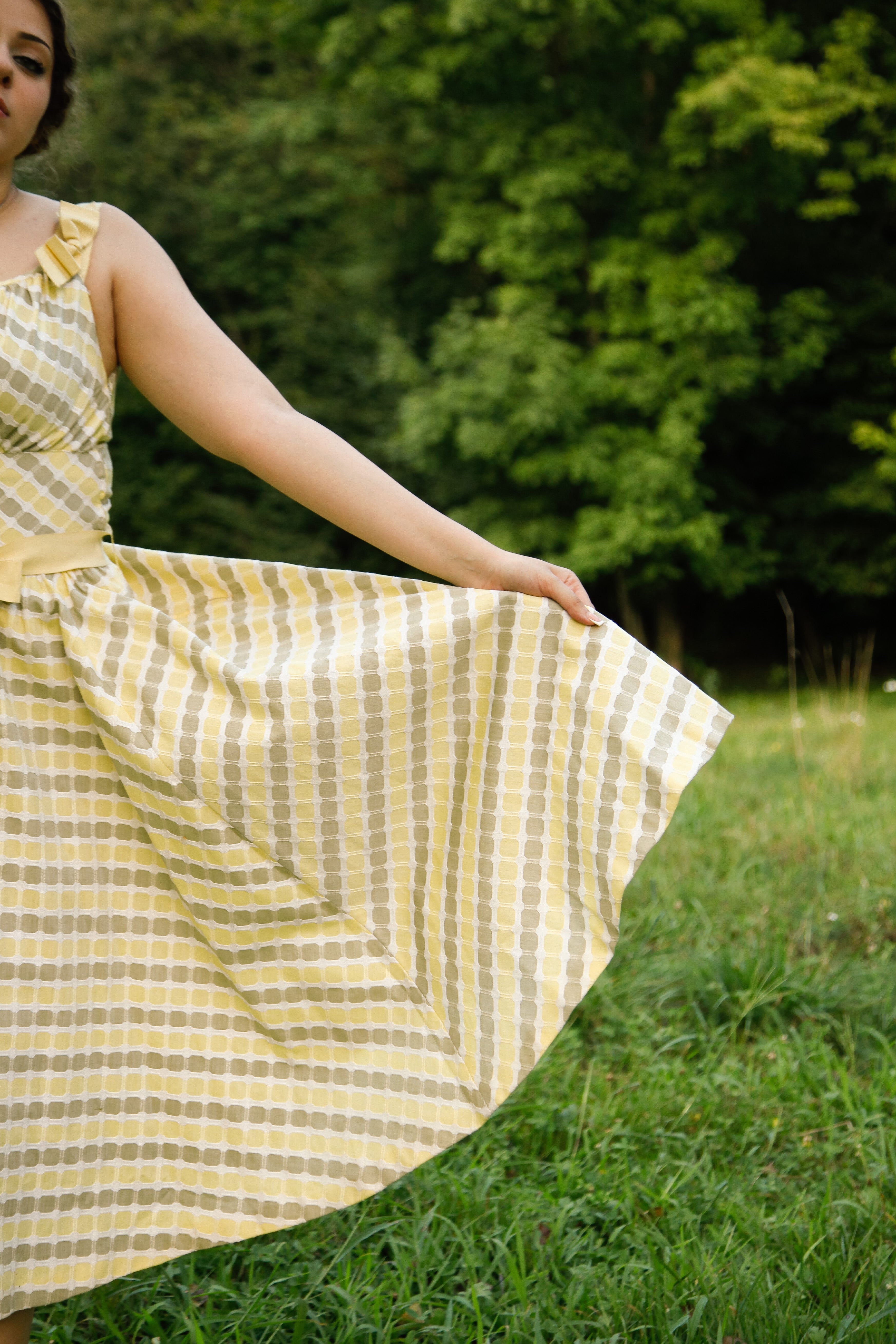 50s Tailored Cotton Jacquard Sundress
