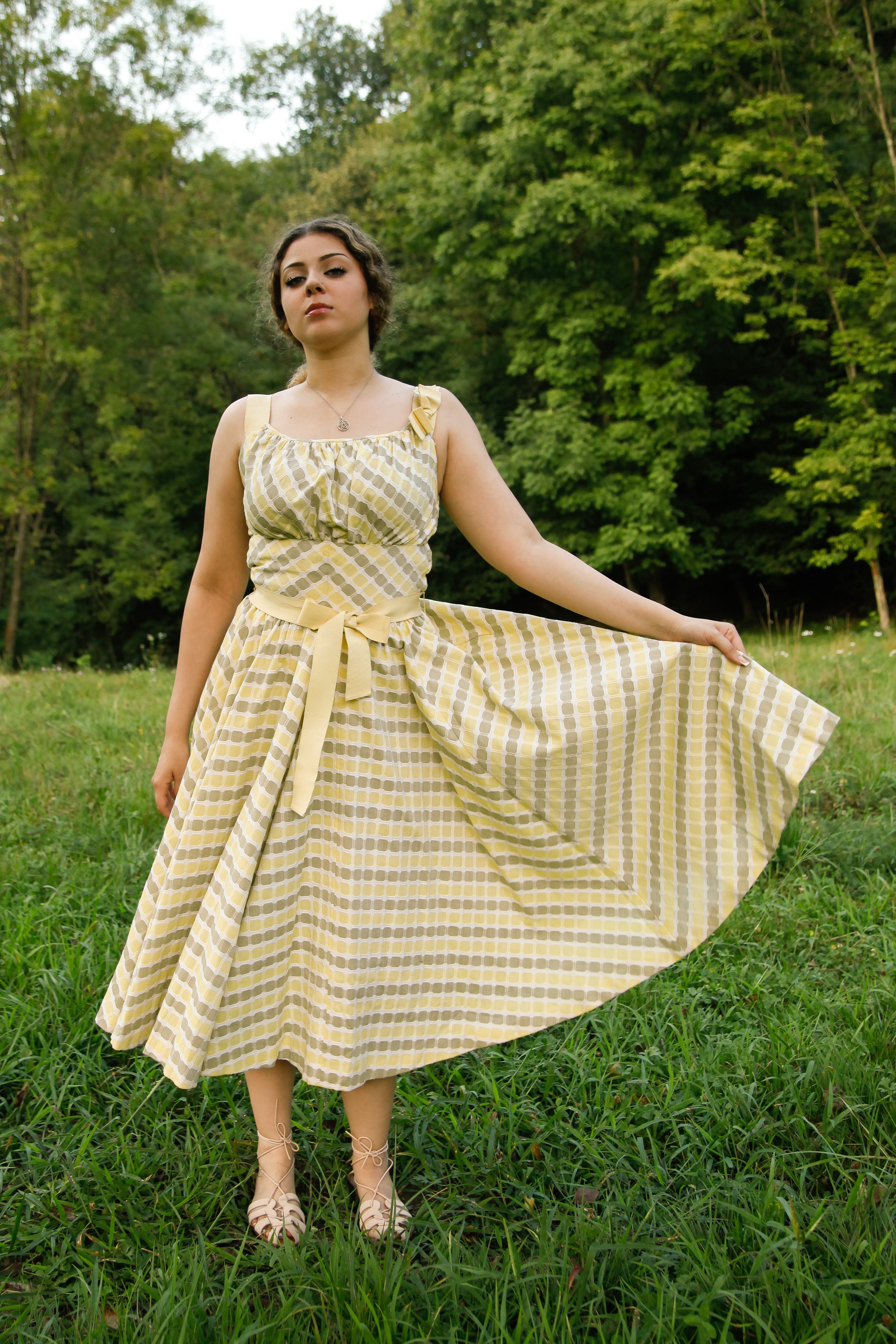 50s Tailored Cotton Jacquard Sundress