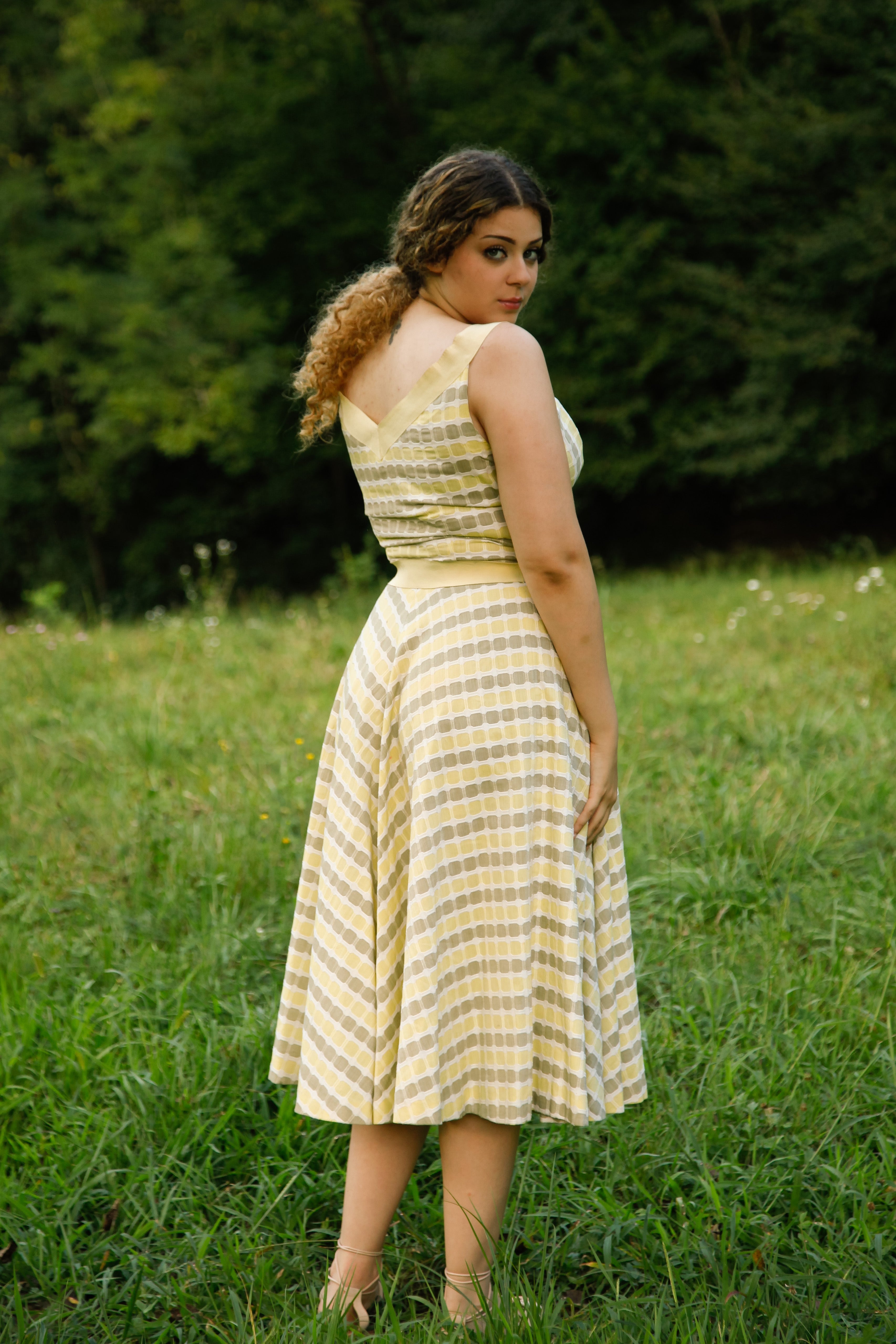 50s Tailored Cotton Jacquard Sundress