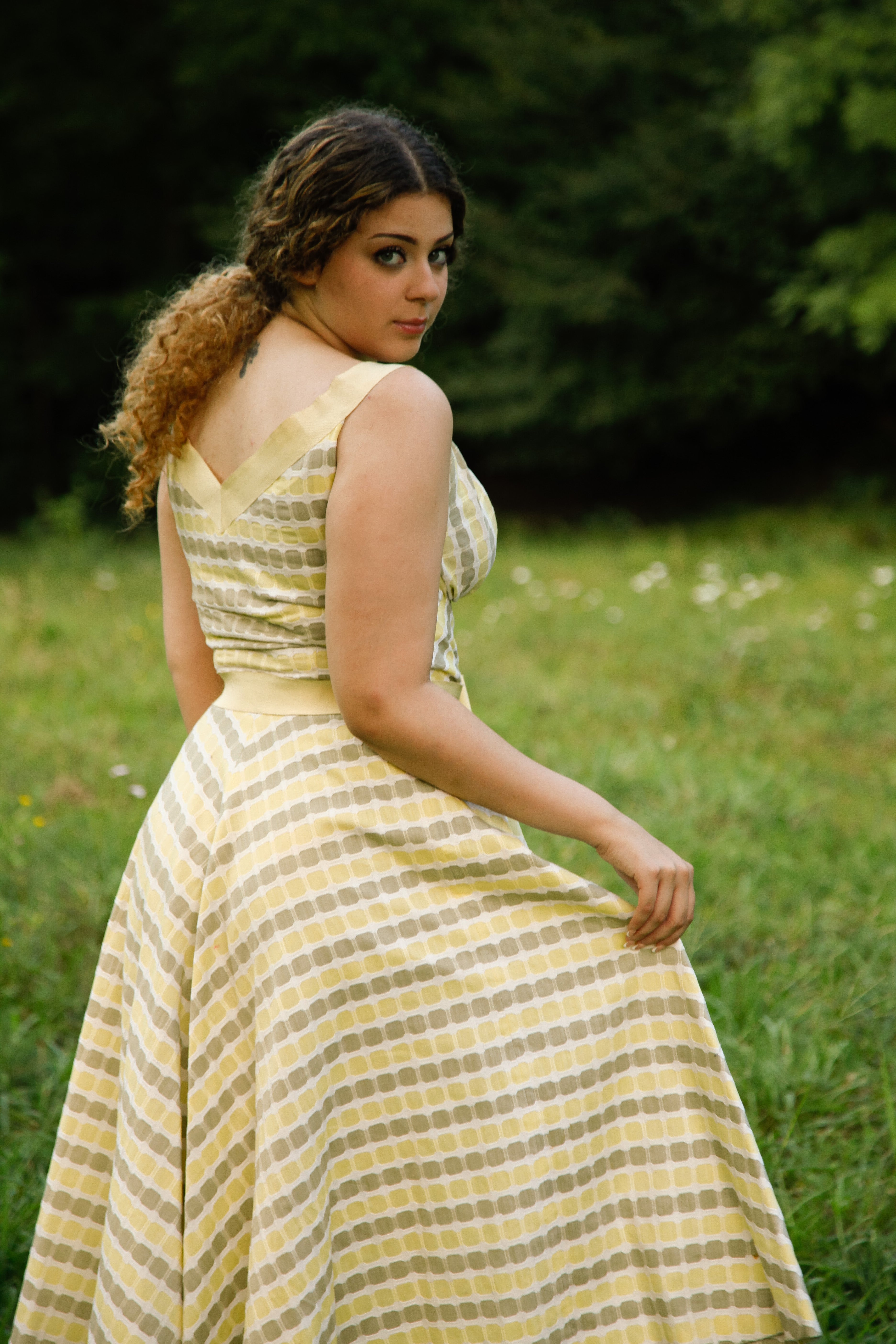 50s Tailored Cotton Jacquard Sundress