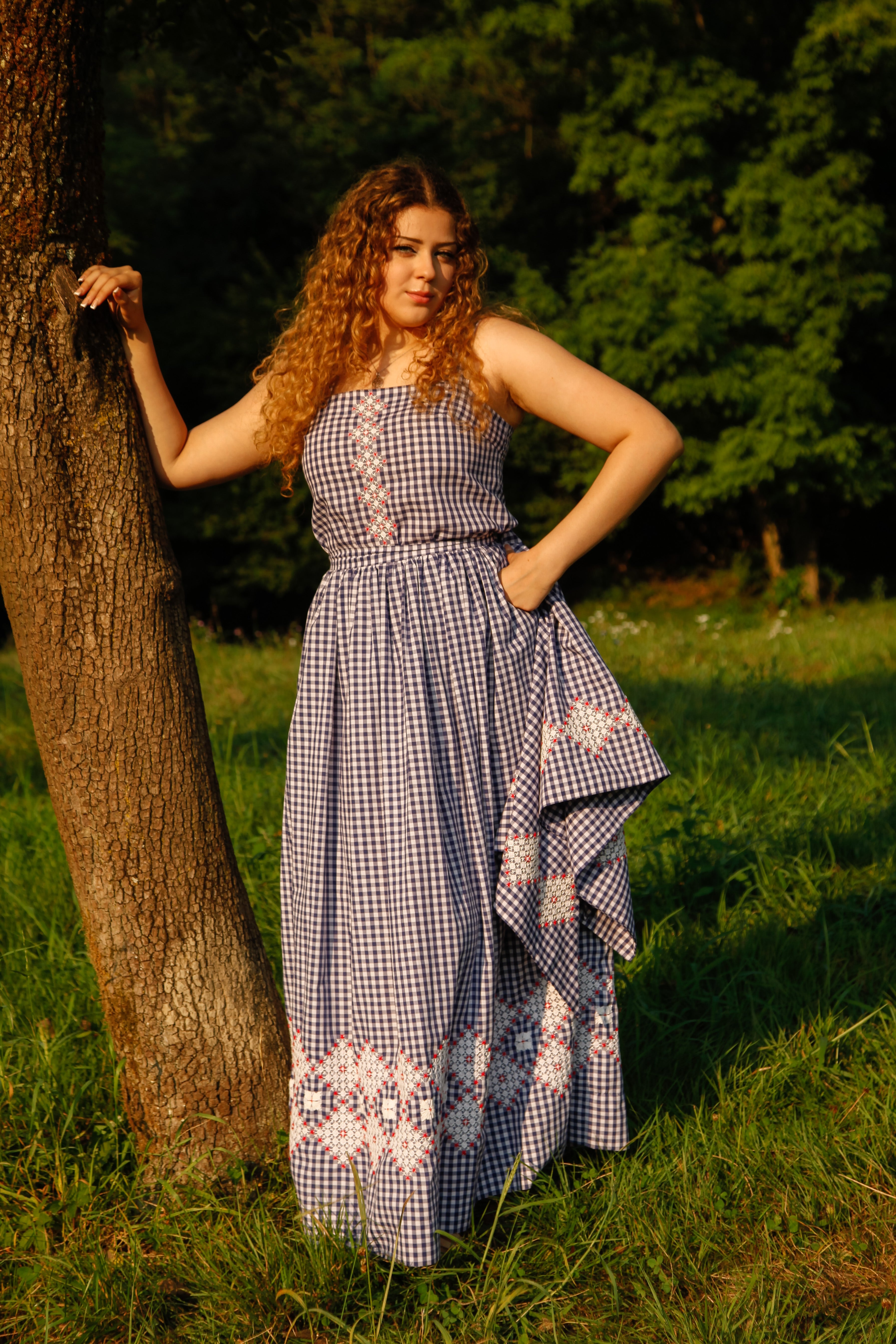 1970 Checked Embroidered Skirt and Top
