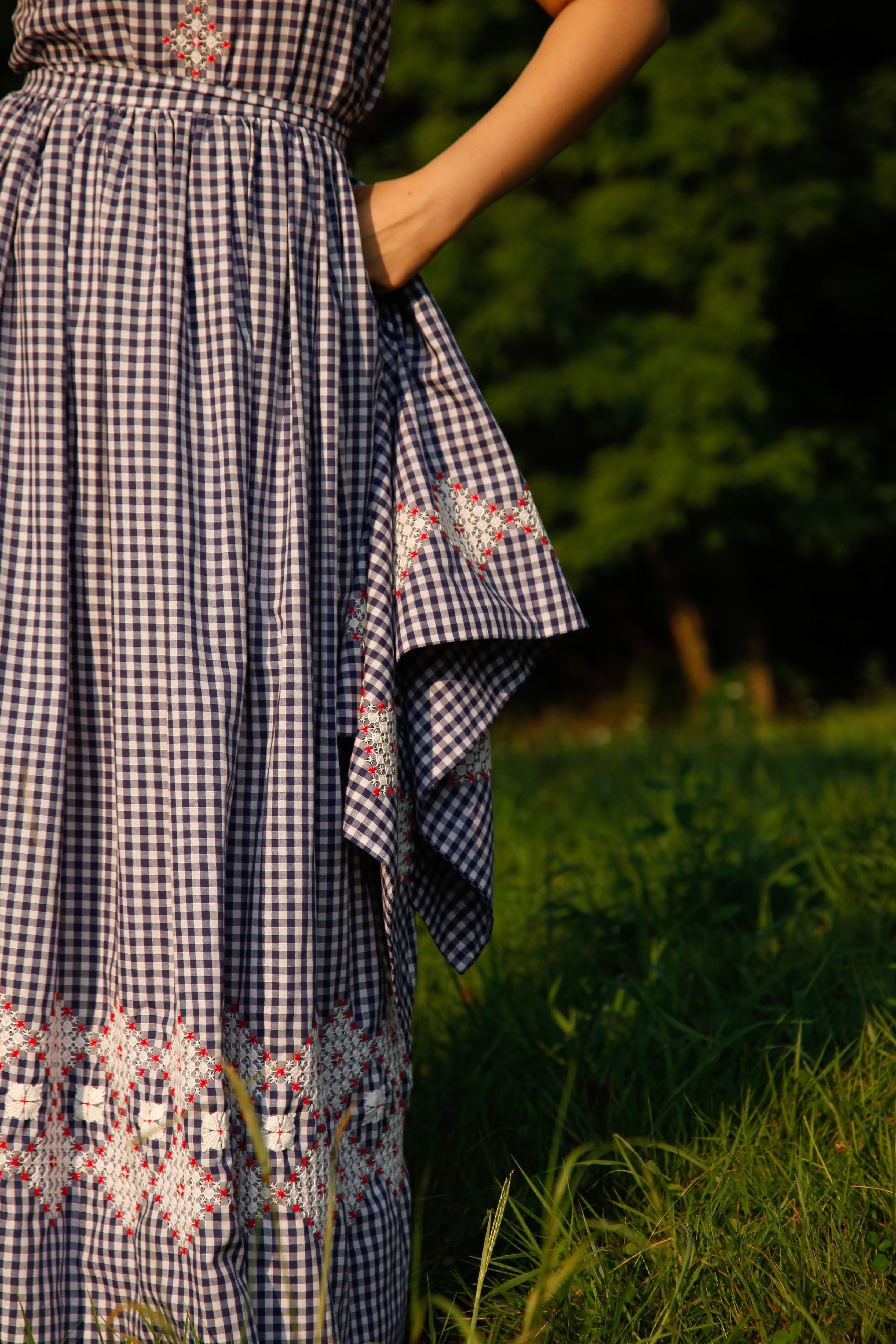 1970 Checked Embroidered Skirt and Top
