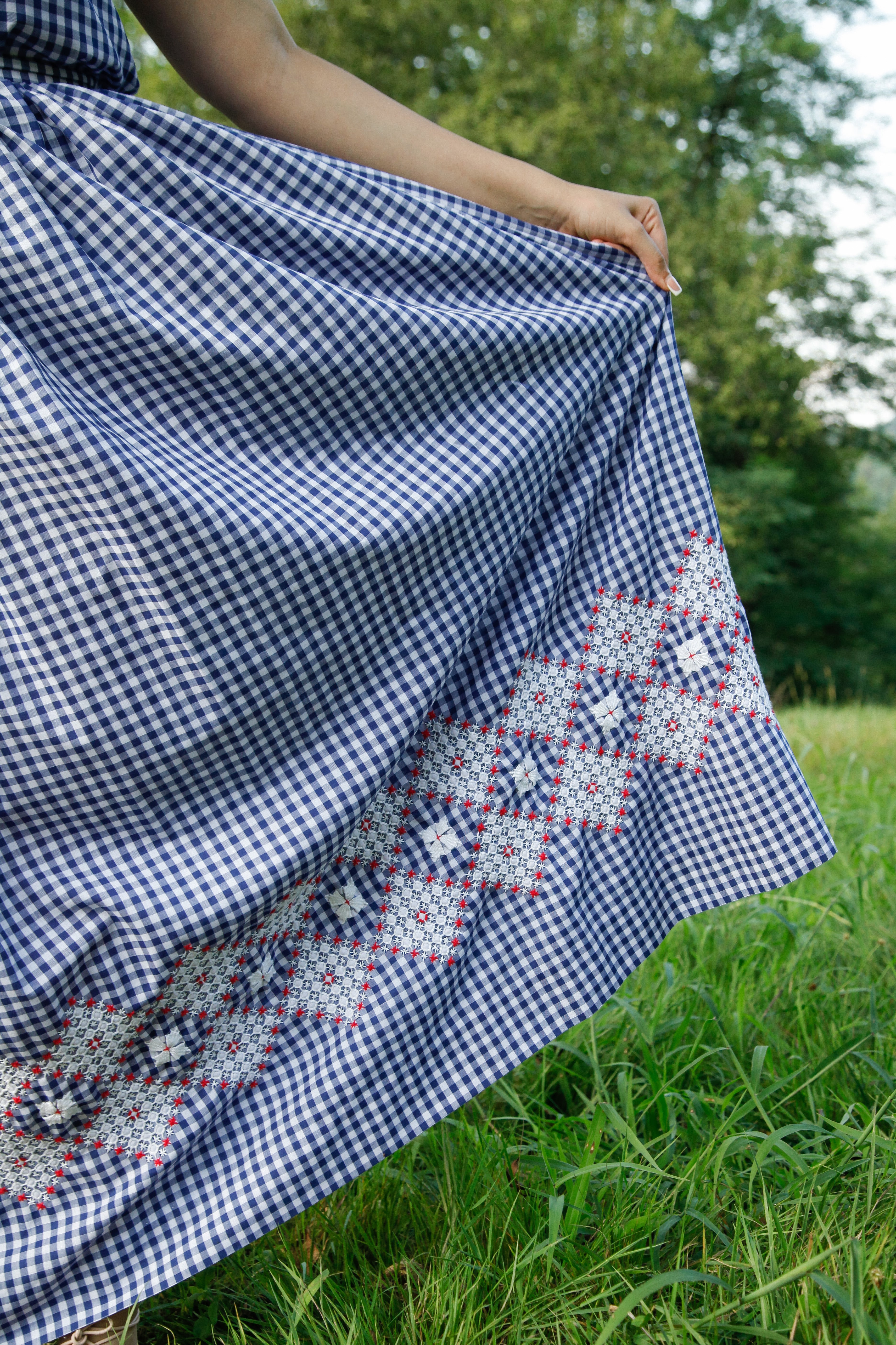 1970 Checked Embroidered Skirt and Top