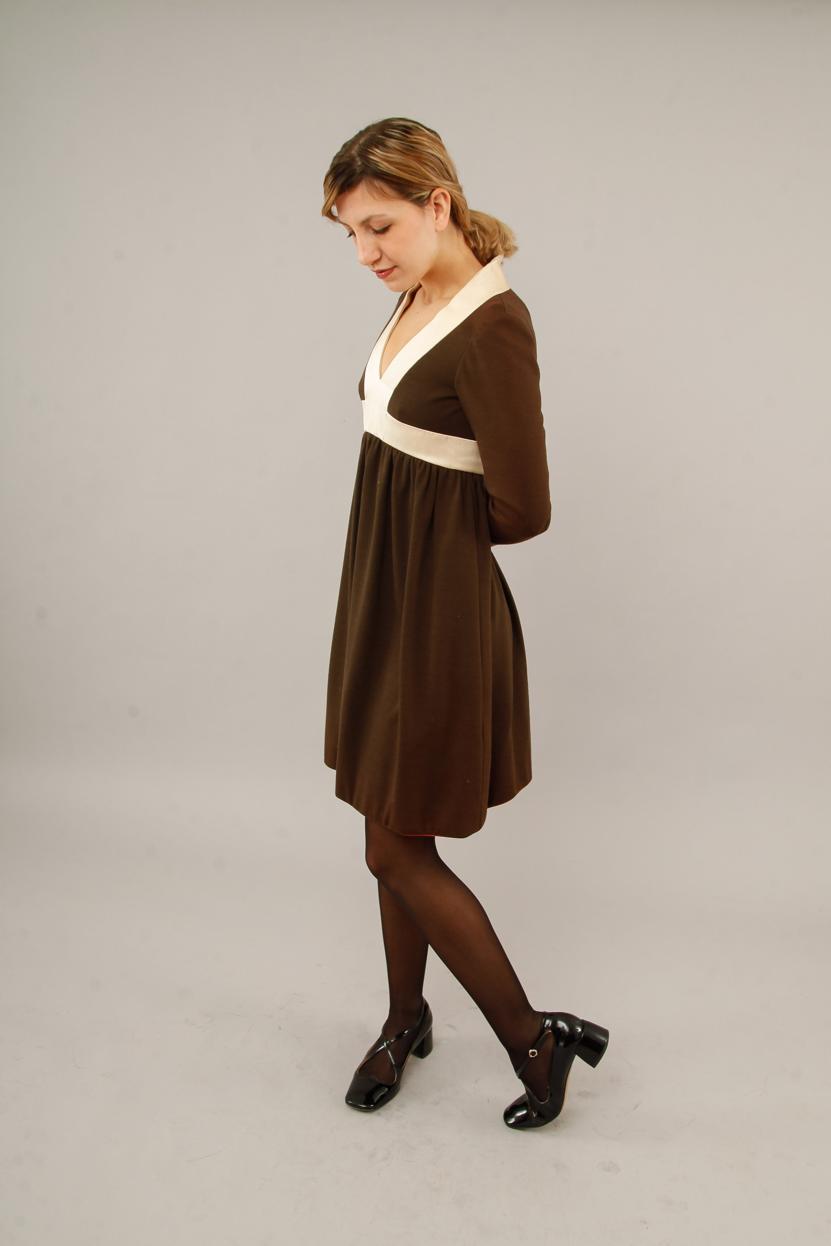 60s Brown Wool Mini Dress