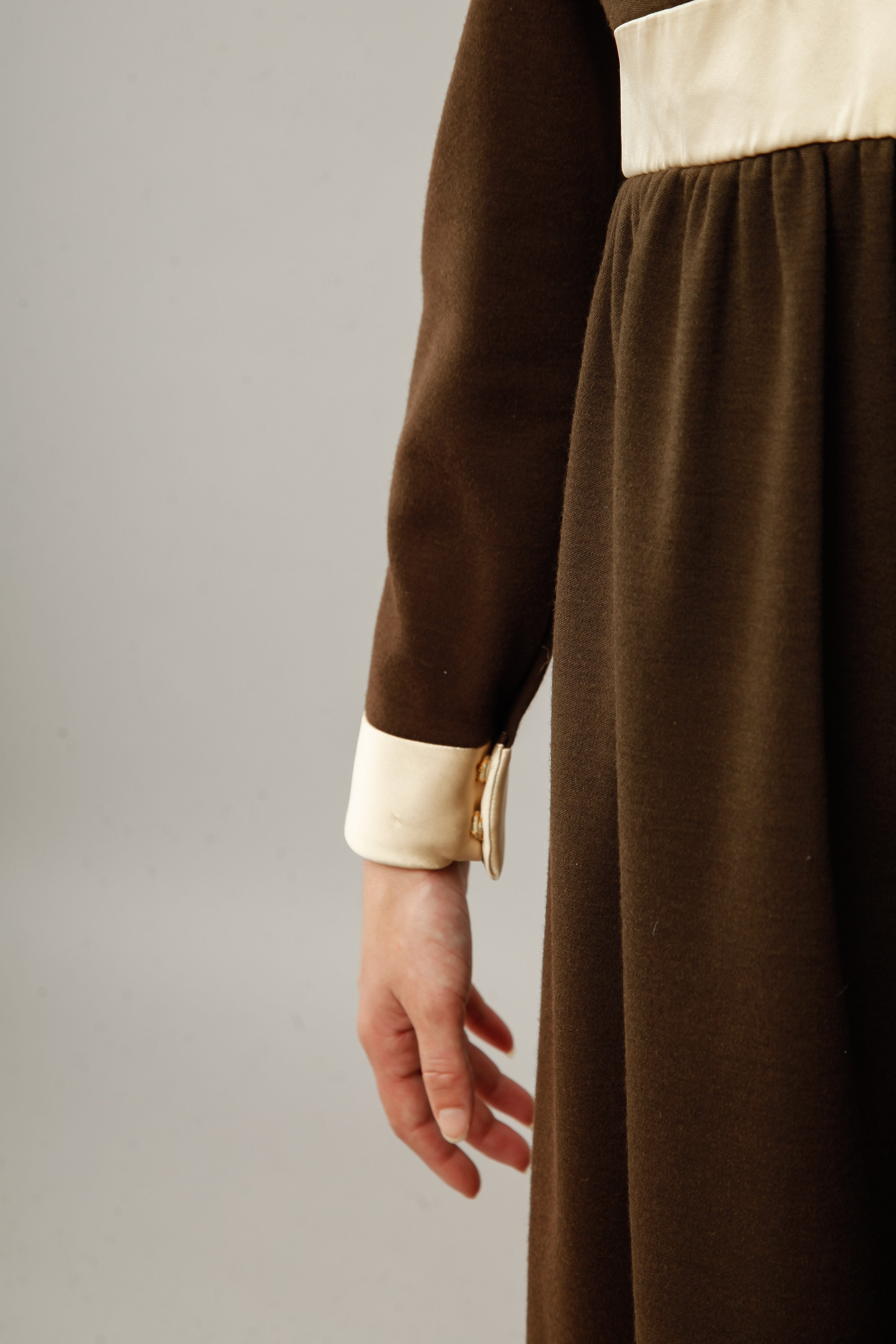 60s Brown Wool Mini Dress