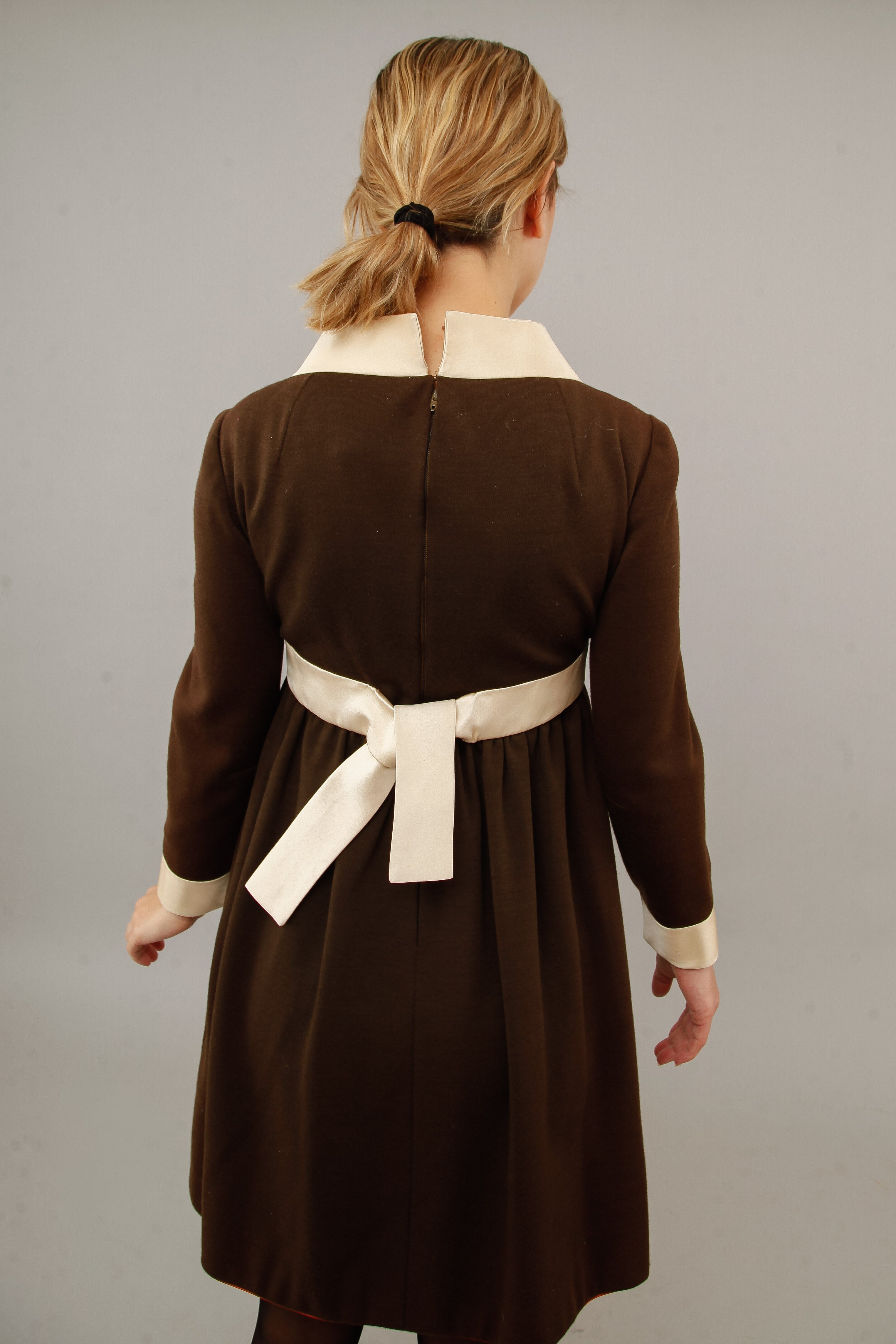 60s Brown Wool Mini Dress