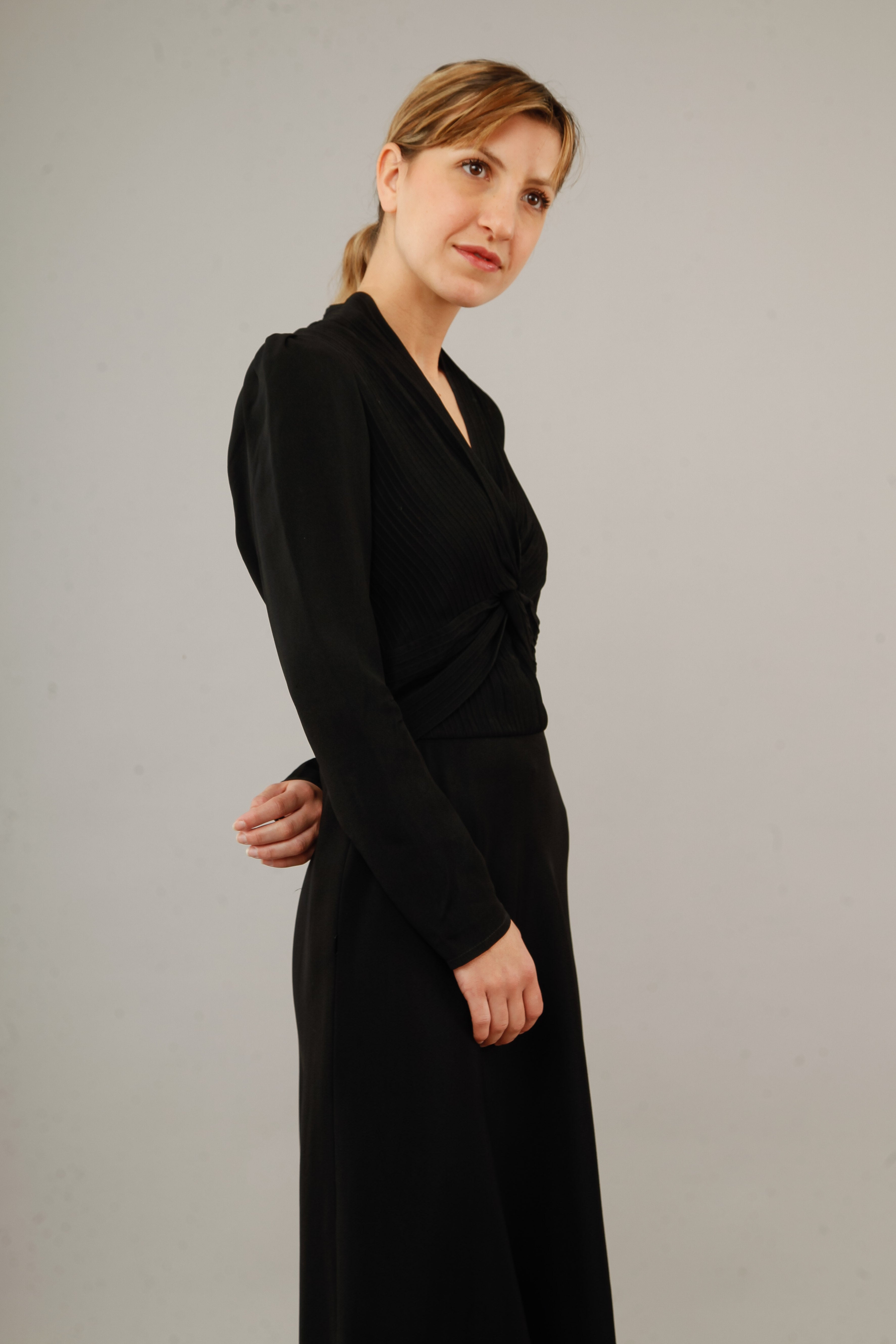 1940 Black Dress with Pintuck Details