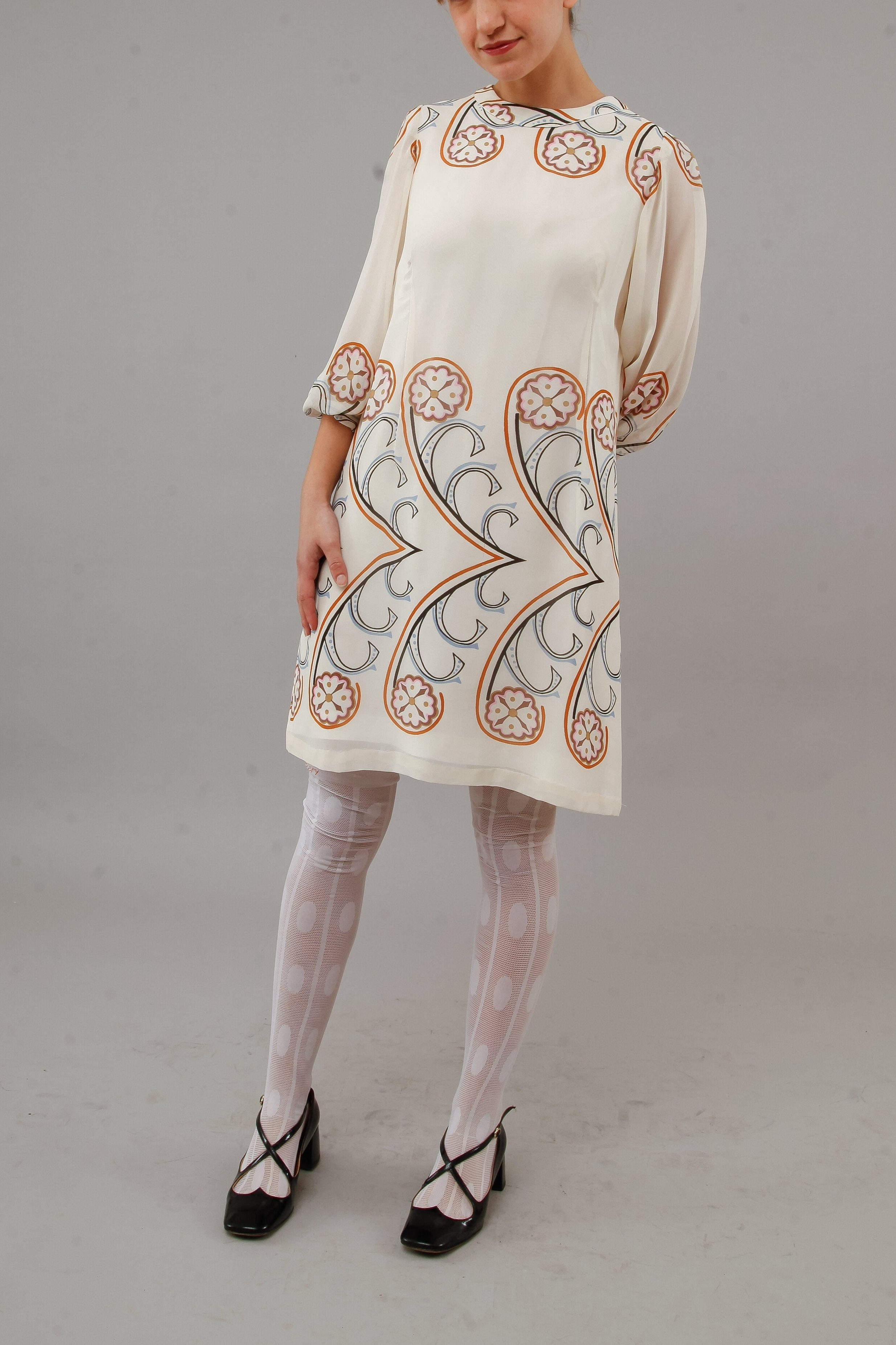 Vicedomini 60s Silk Chiffon Mini Dress