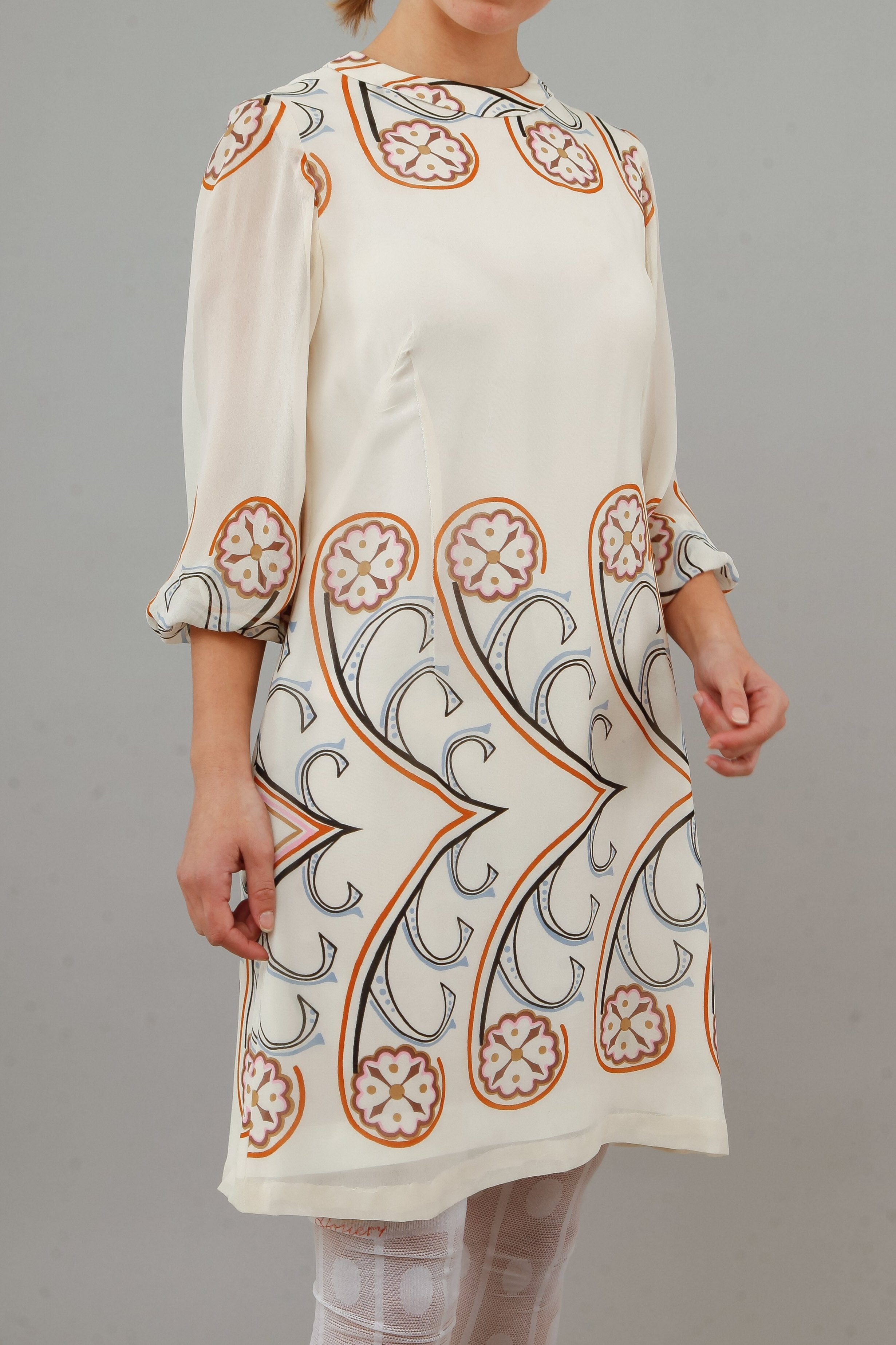 Vicedomini 60s Silk Chiffon Mini Dress