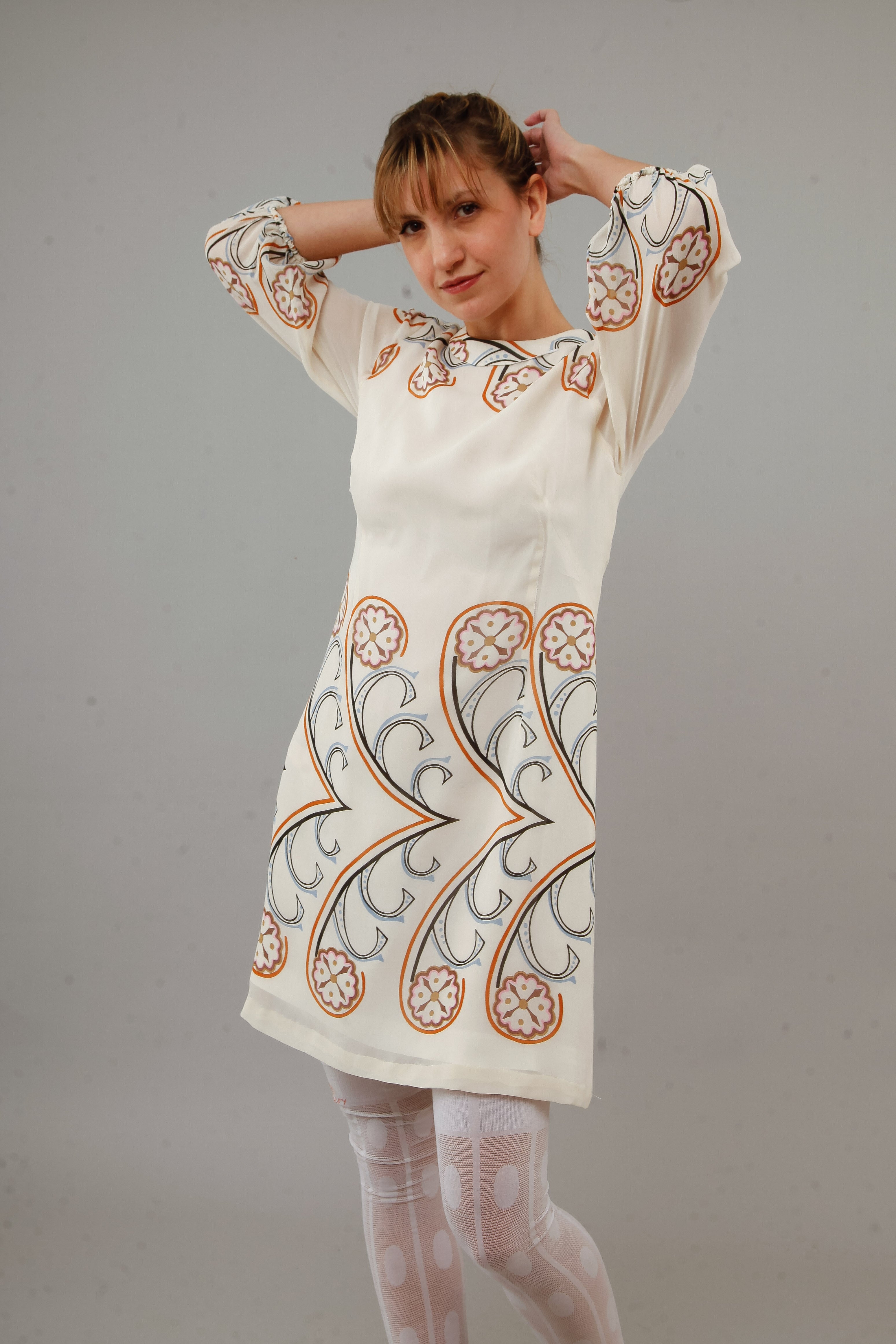 Vicedomini 60s Silk Chiffon Mini Dress