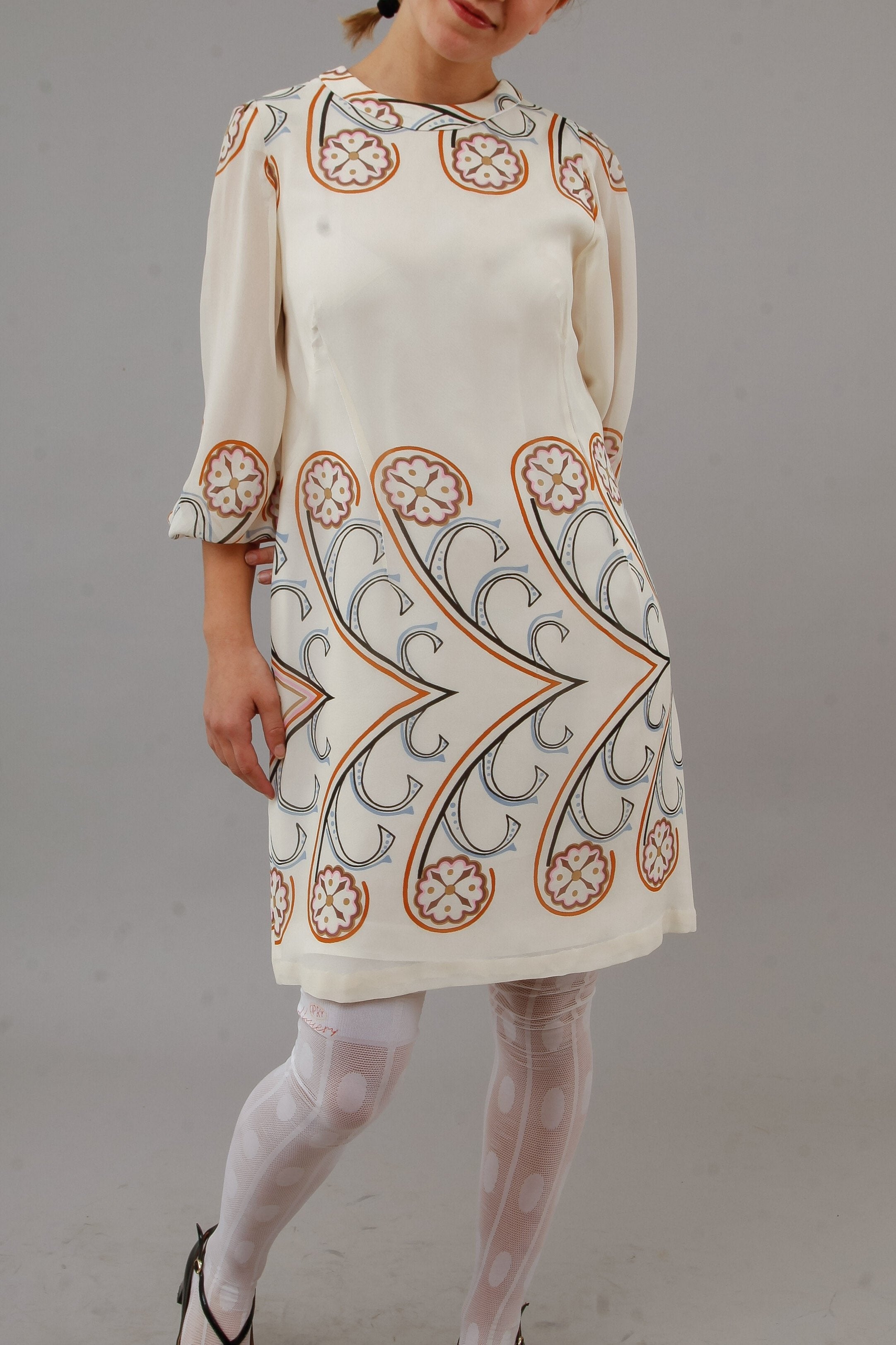 Vicedomini 60s Silk Chiffon Mini Dress