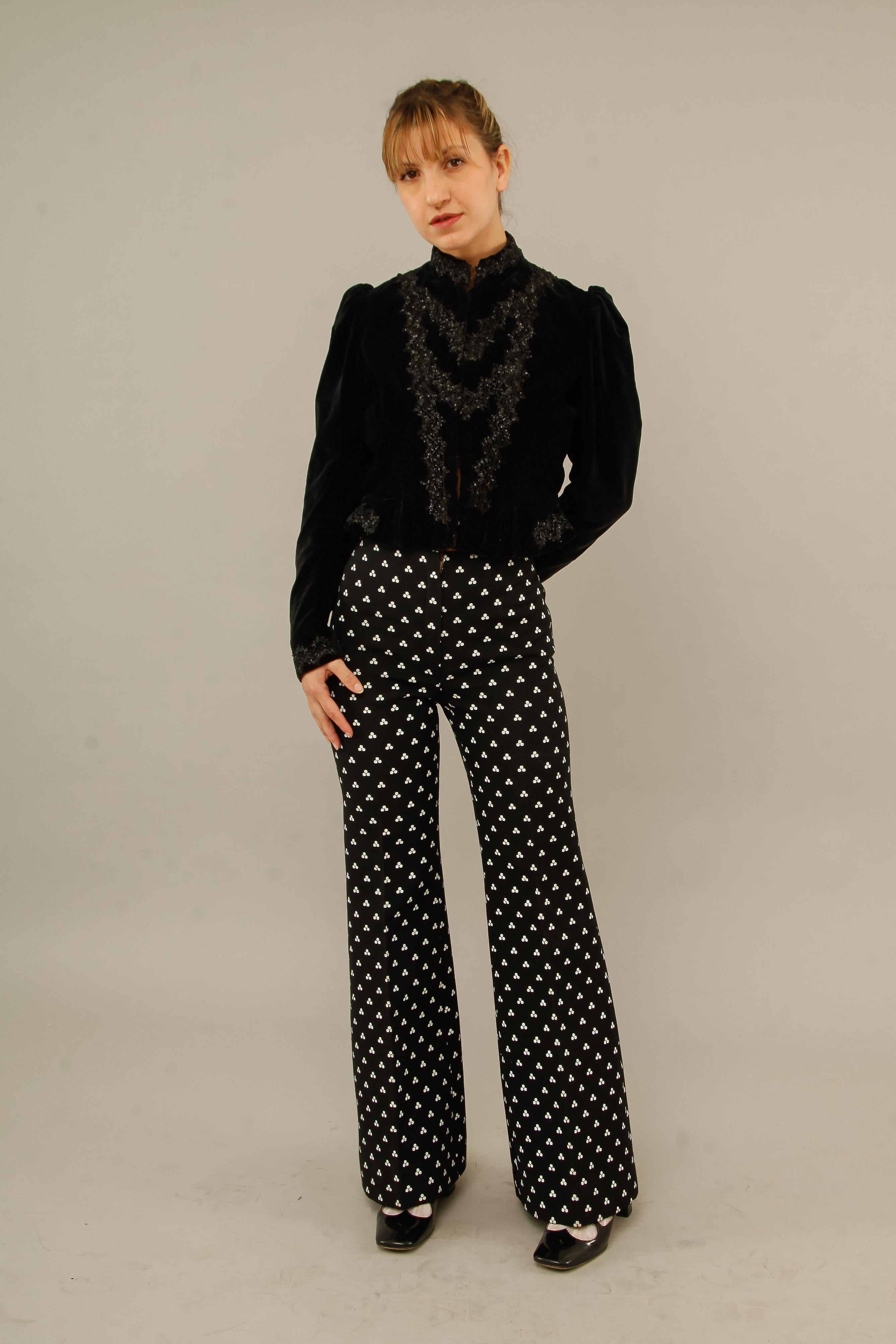 Antique Black Victorian Gothic Jacket with Sequins Details