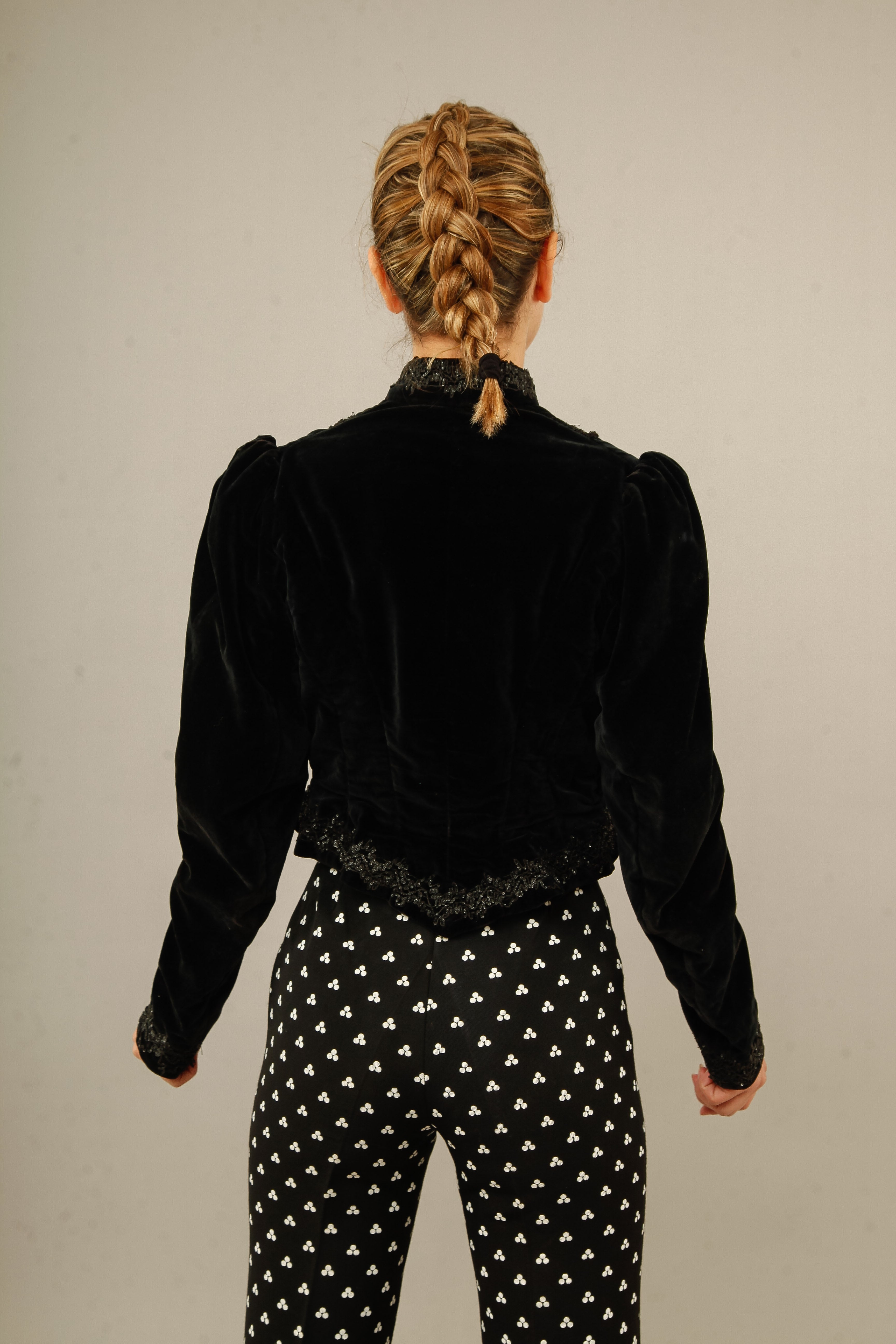 Antique Black Victorian Gothic Jacket with Sequins Details