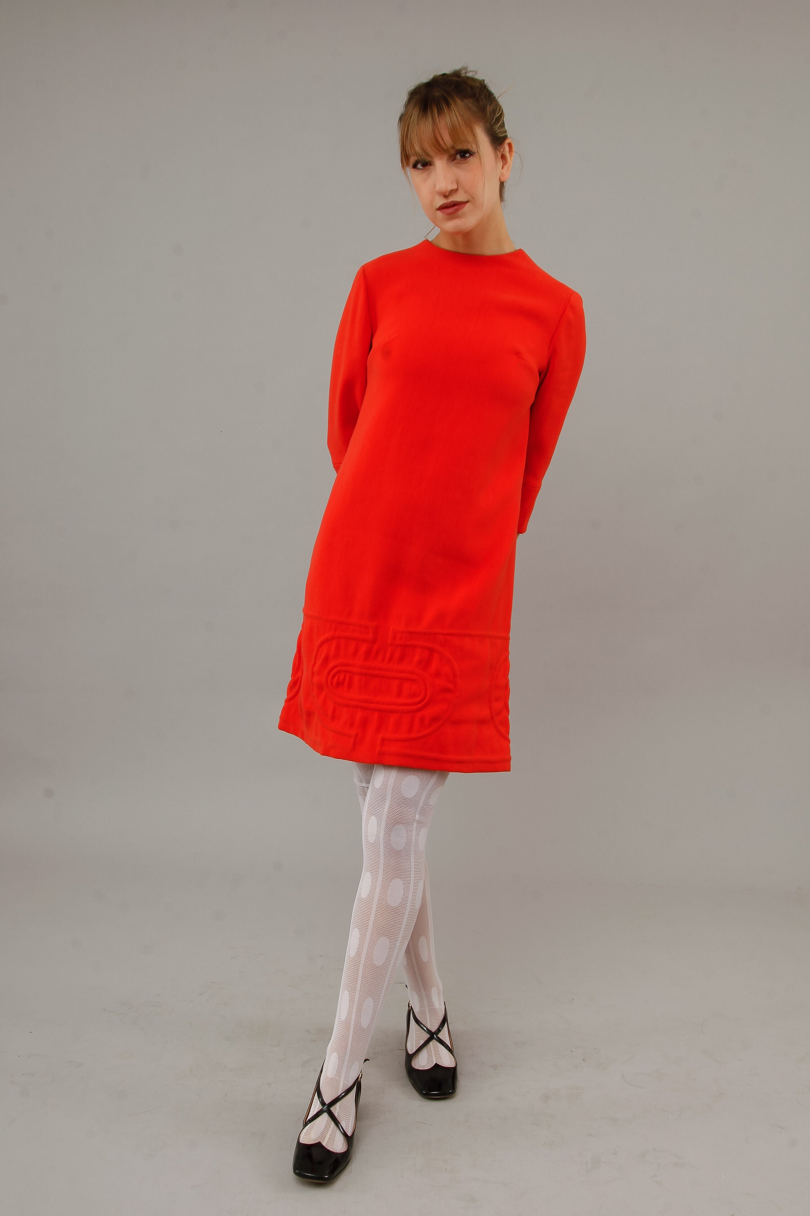1960 Orange Quilted Mini Dress
